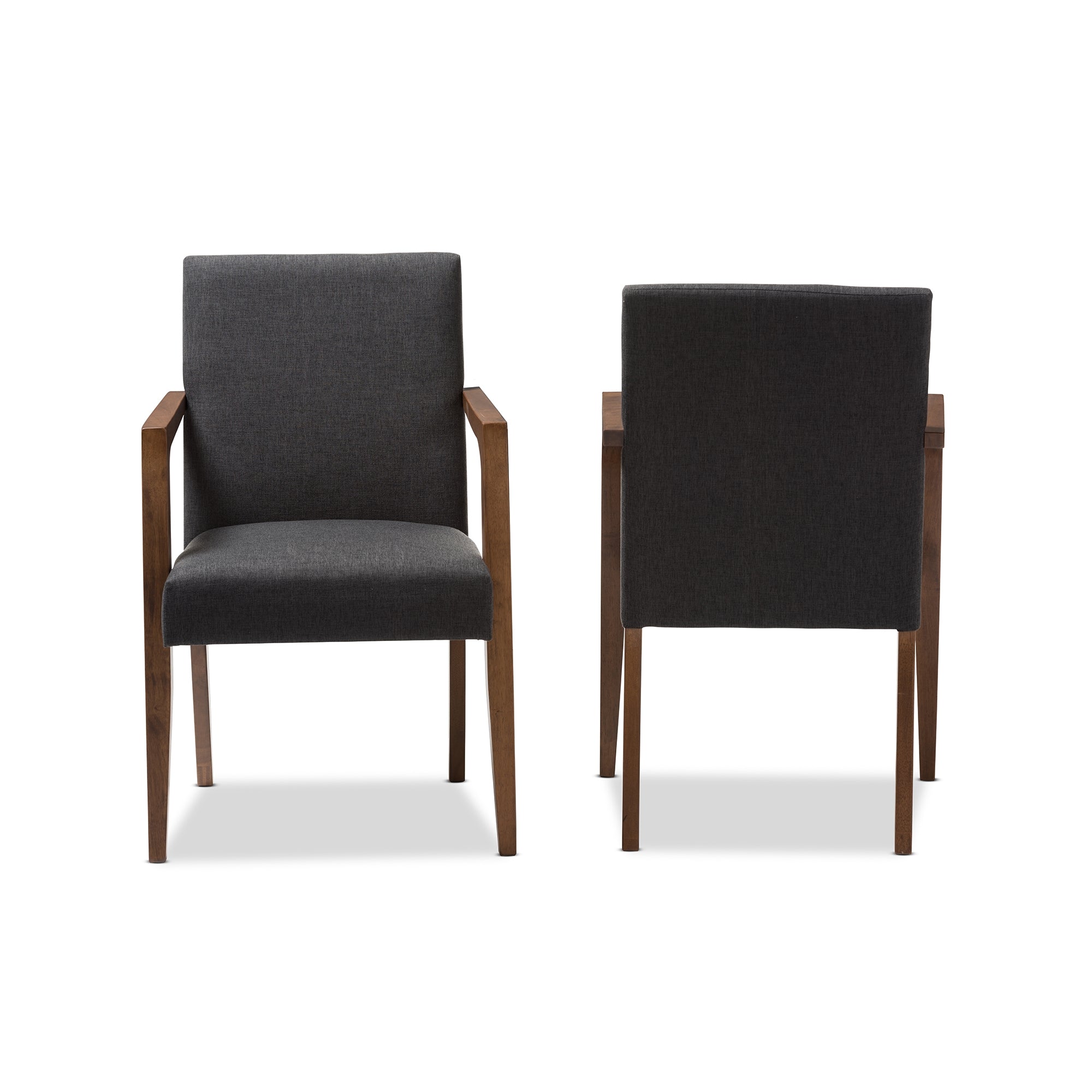 Baxton Studio Andrea Mid-Century Modern Dark Grey Upholstered Wooden 2-Piece Lounge Set