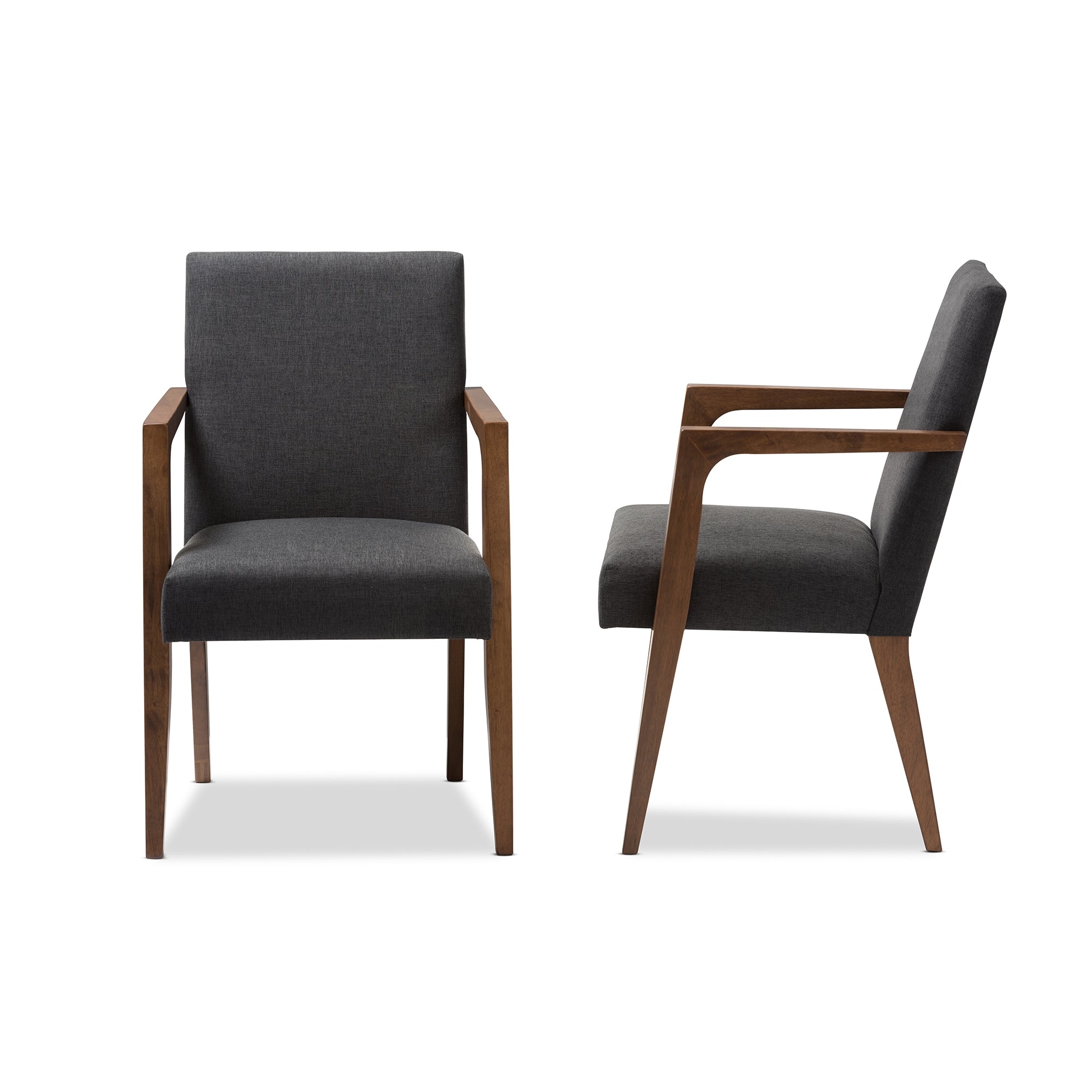 Baxton Studio Andrea Mid-Century Modern Dark Grey Upholstered Wooden 2-Piece Lounge Set