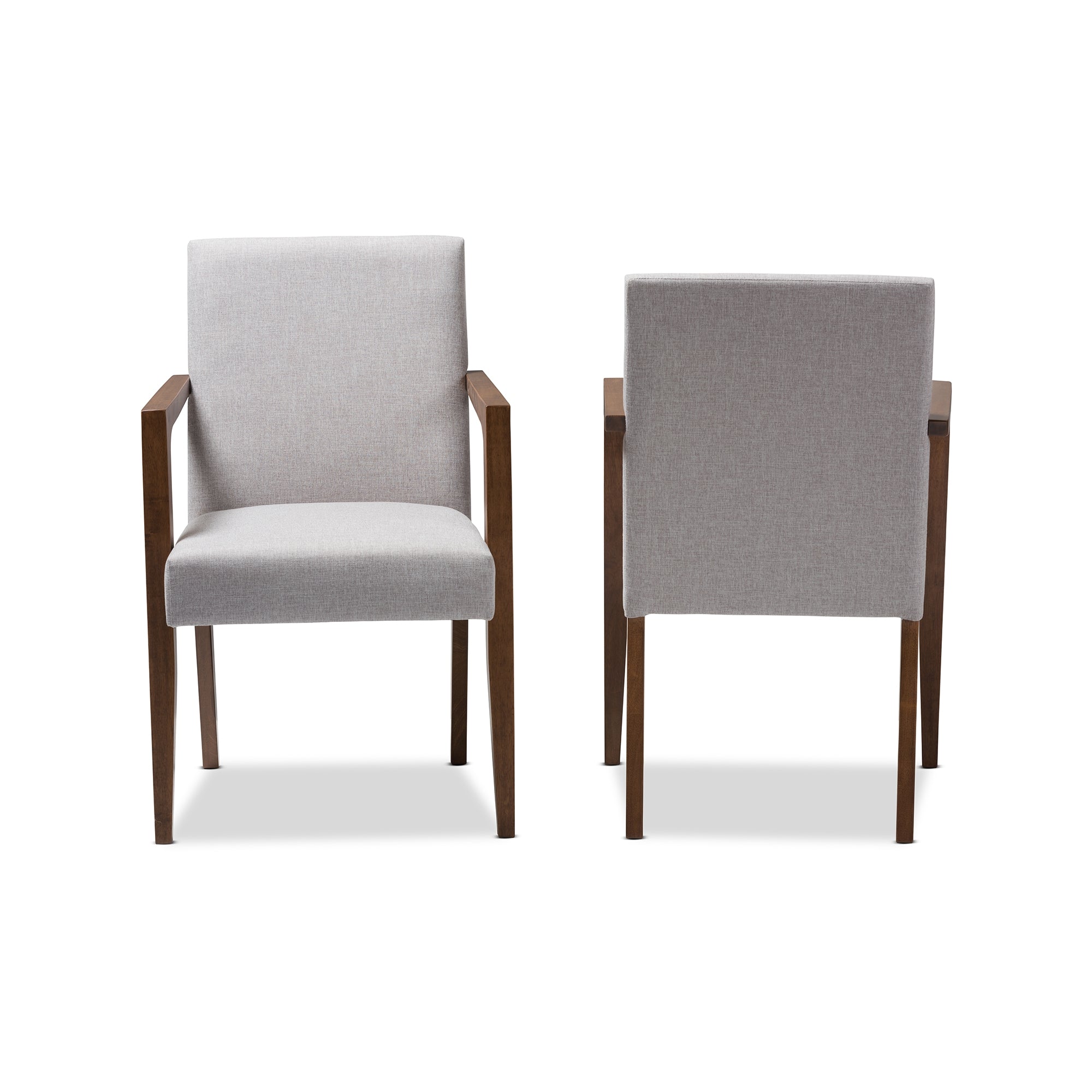 Baxton Studio Andrea Mid-Century Modern Greyish Beige Upholstered Wooden 2-Piece Lounge Chair Set