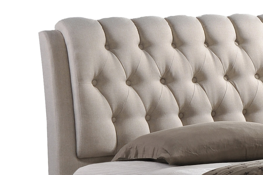 Baxton Studio Ainge Contemporary Button-Tufted Light Beige Fabric Upholstered Storage King-Size  Bed with 2-drawer One (1) King Size Bed