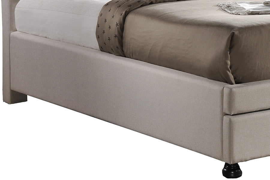 Baxton Studio Ainge Contemporary Button-Tufted Light Beige Fabric Upholstered Storage King-Size  Bed with 2-drawer One (1) King Size Bed