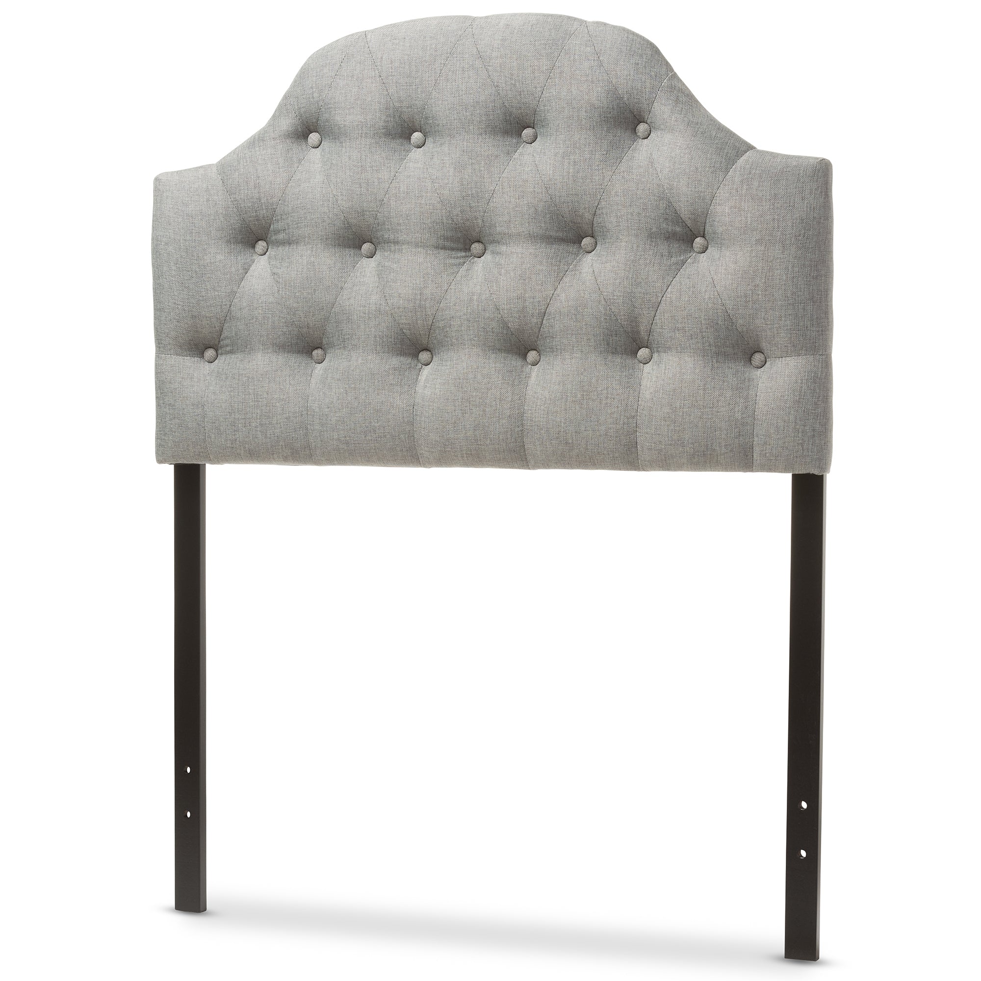 Baxton Studio Morris Modern and Contemporary Grey Fabric Upholstered Button-Tufted Scalloped Twin Size Headboard