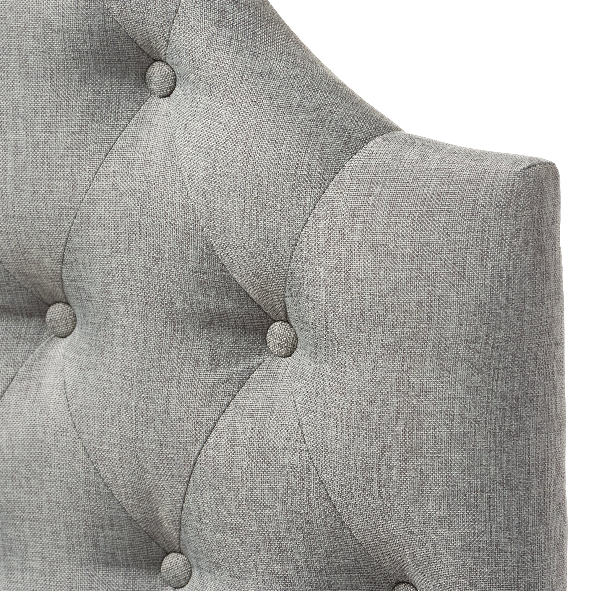 Baxton Studio Morris Modern and Contemporary Grey Fabric Upholstered Button-Tufted Scalloped Twin Size Headboard