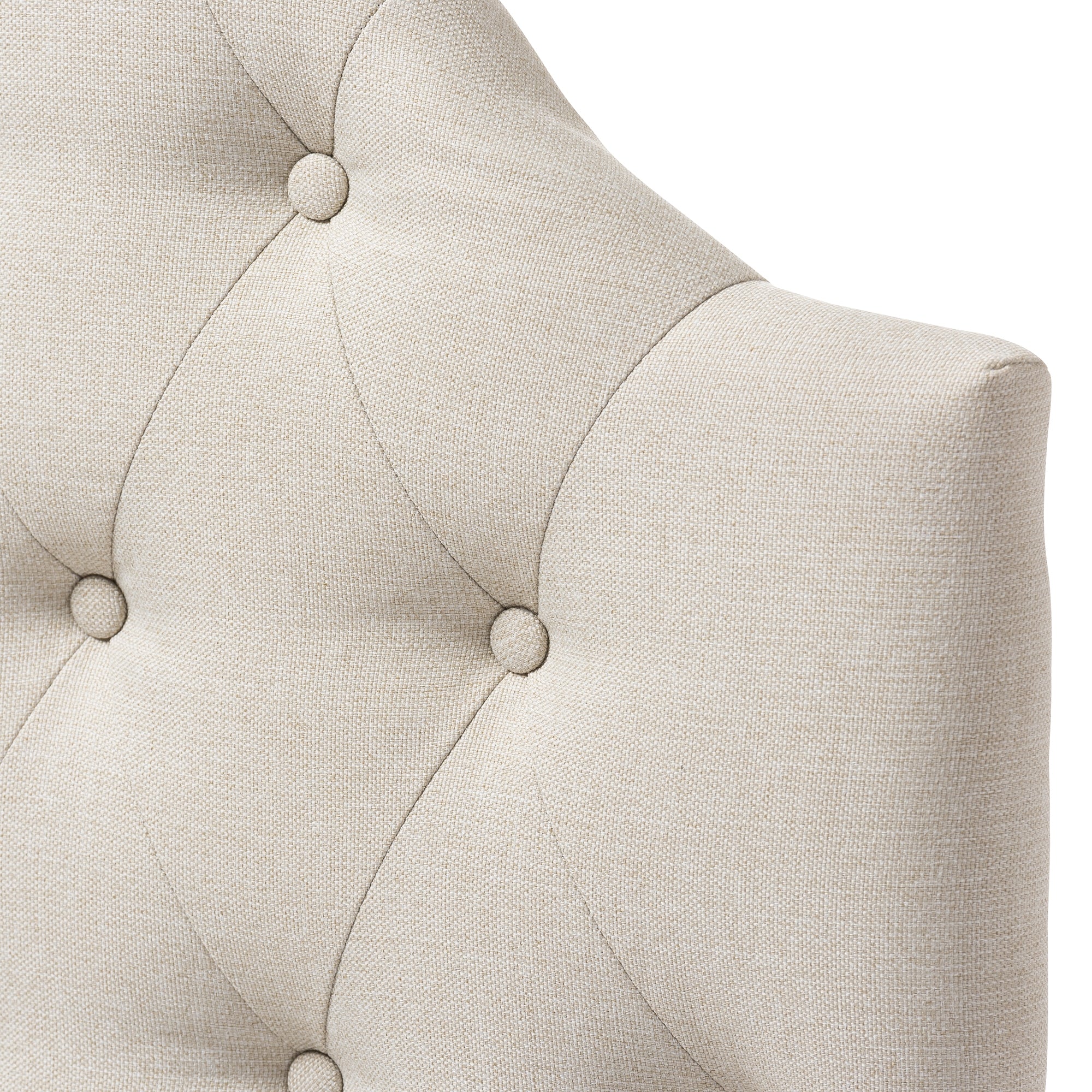 Baxton Studio Morris Modern and Contemporary Light Beige Fabric Upholstered Button-Tufted Scalloped Twin Size Headboard