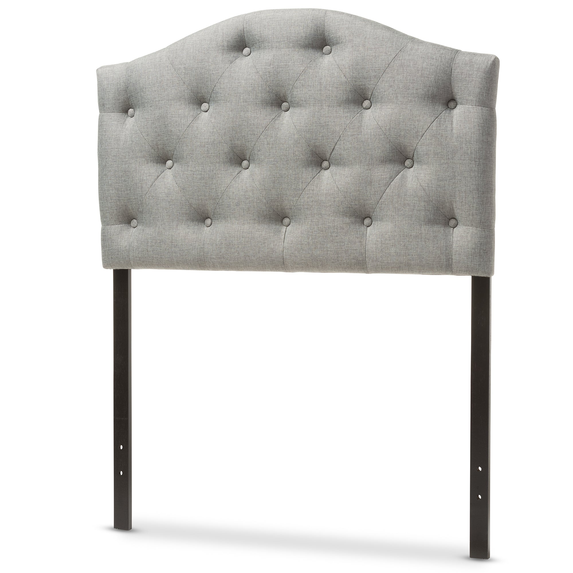 Baxton Studio Myra Modern and Contemporary Grey Fabric Upholstered Button-Tufted Scalloped Twin Size Headboard