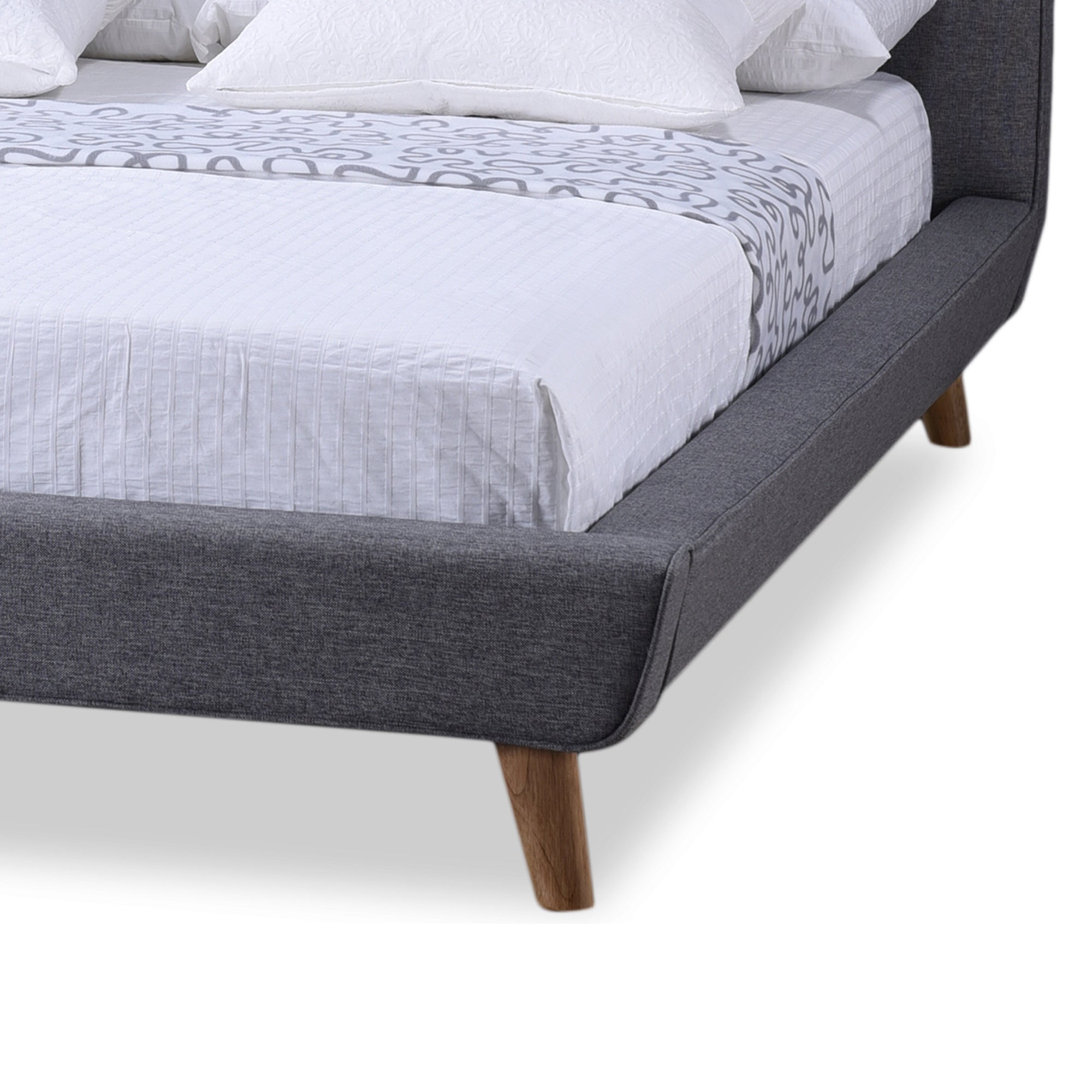 Baxton Studio Jonesy Scandinavian Style Mid-century Grey Fabric  Upholstered Queen Size Platform Bed