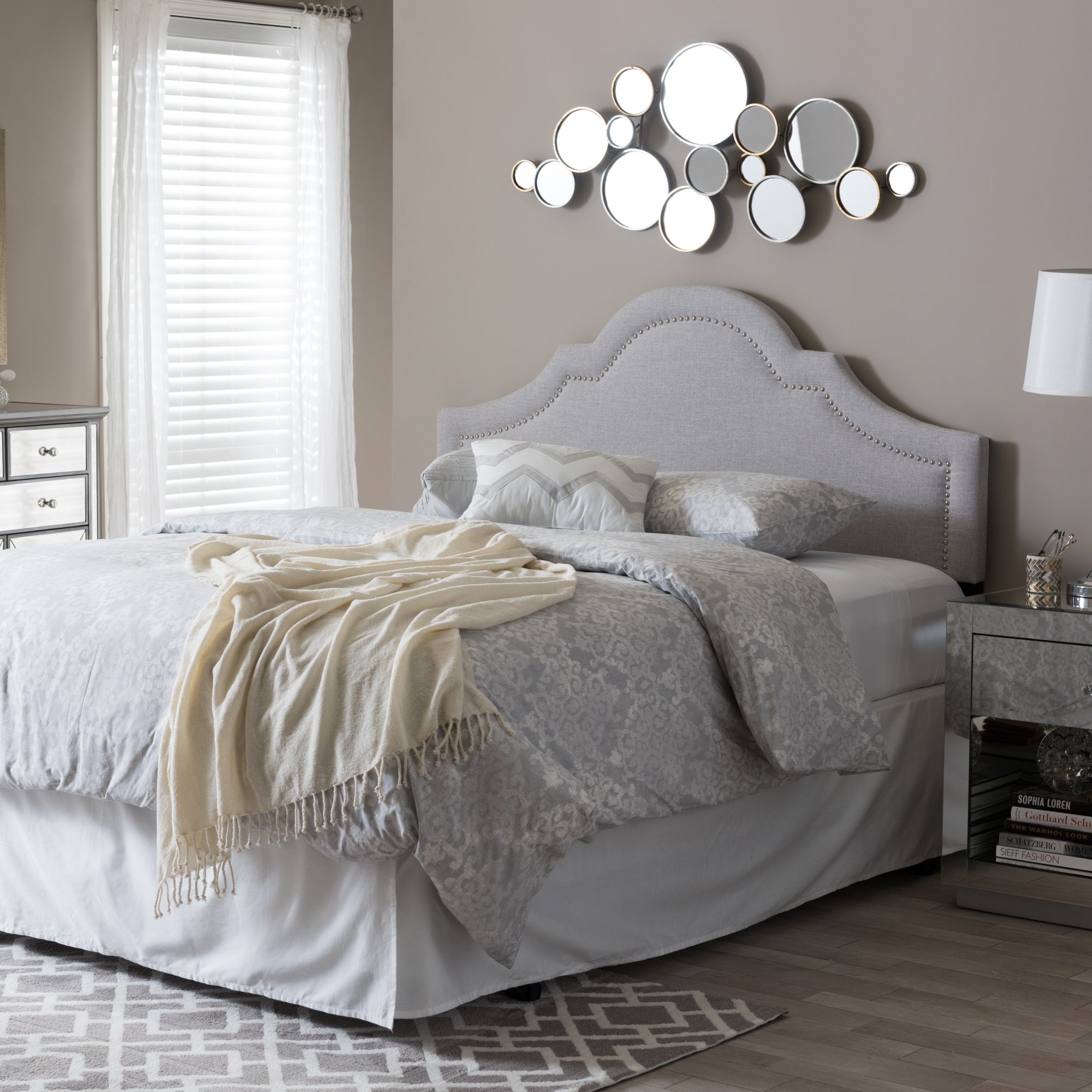 Baxton Studio Rita Modern and Contemporary Greyish Beige Fabric Upholstered Queen Size Headboard