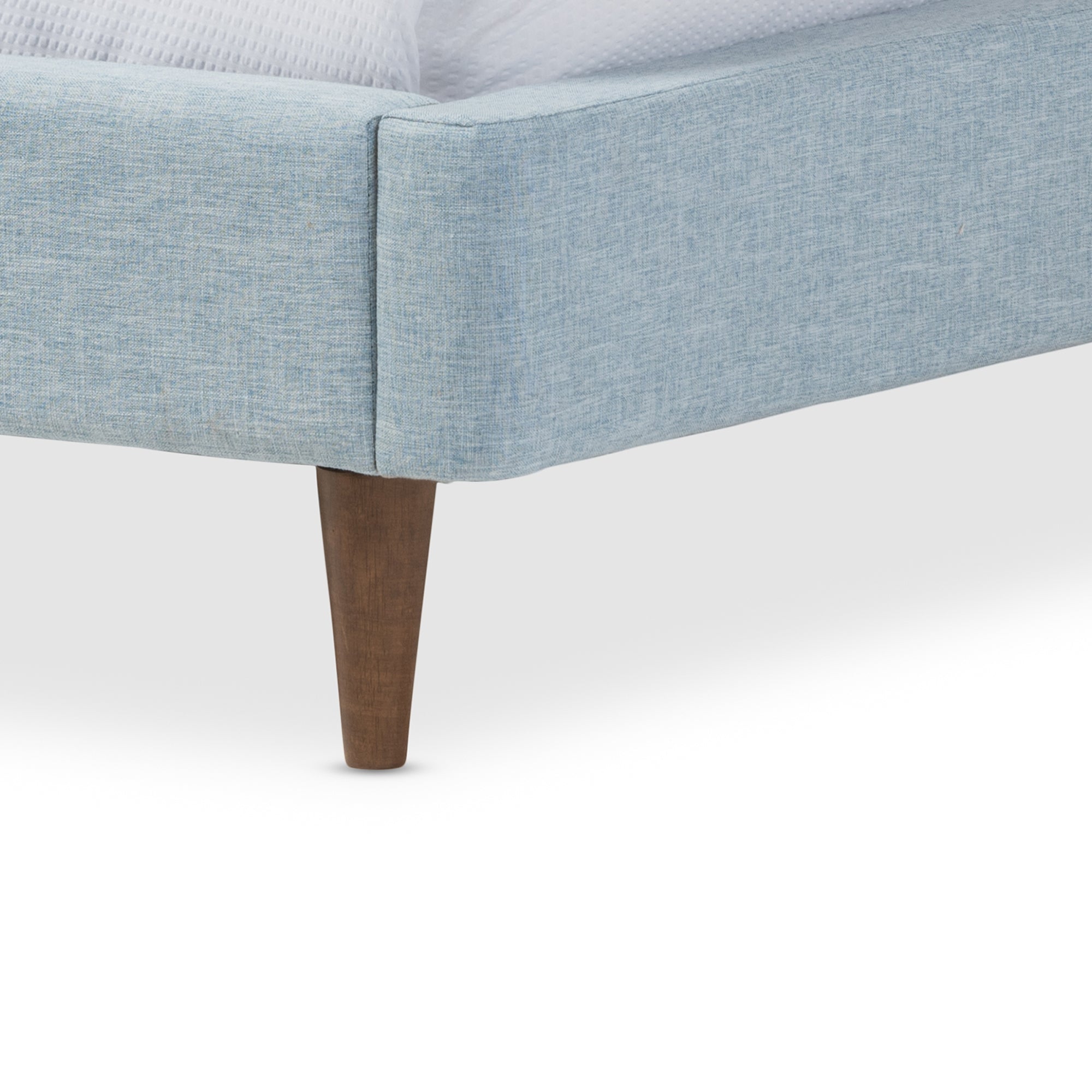 Baxton Studio Hannah Mid-Century Modern Sky Blue Fabric Queen Size Platform Bed