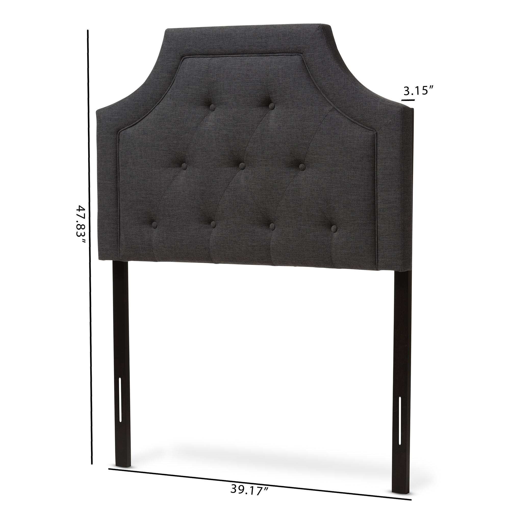 Baxton Studio Mars Modern and Contemporary Dark Grey Fabric Twin Size Headboard