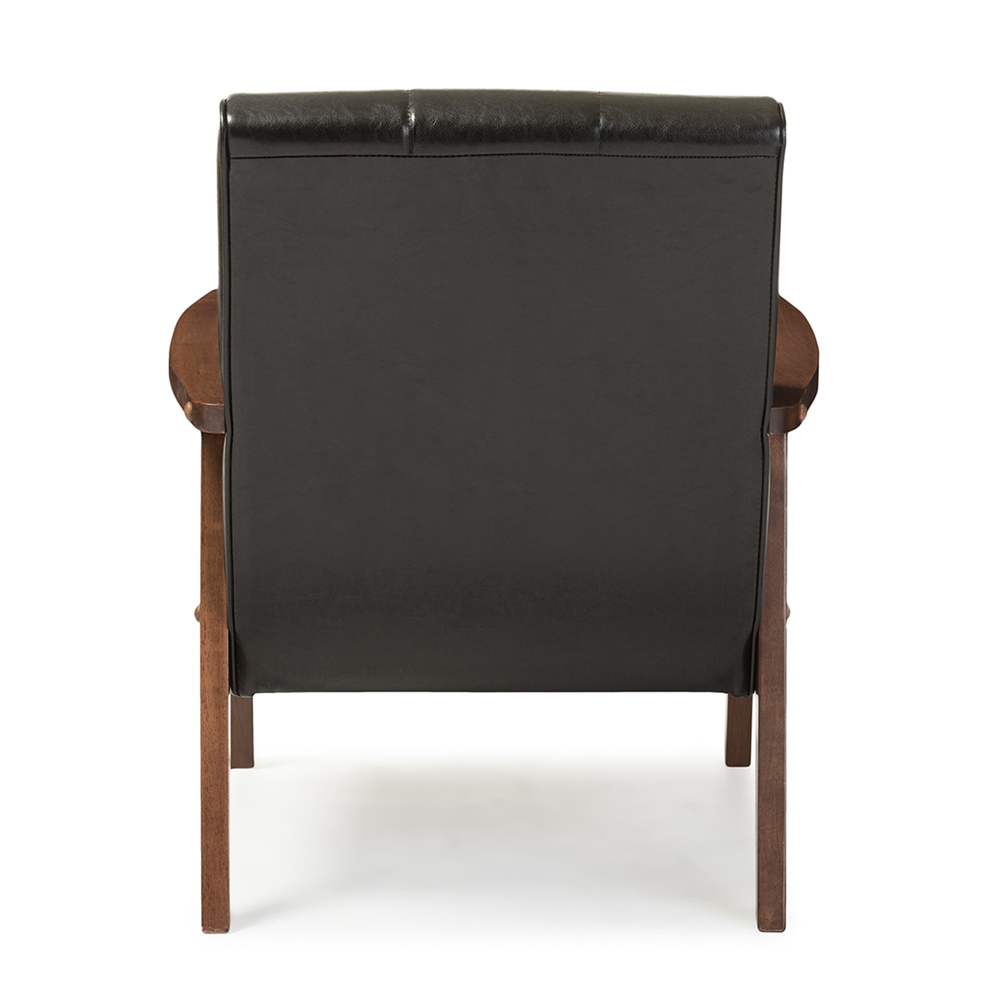 Baxton Studio Nikko Mid-century Modern Scandinavian Style Black Faux Leather Wooden Lounge Chair