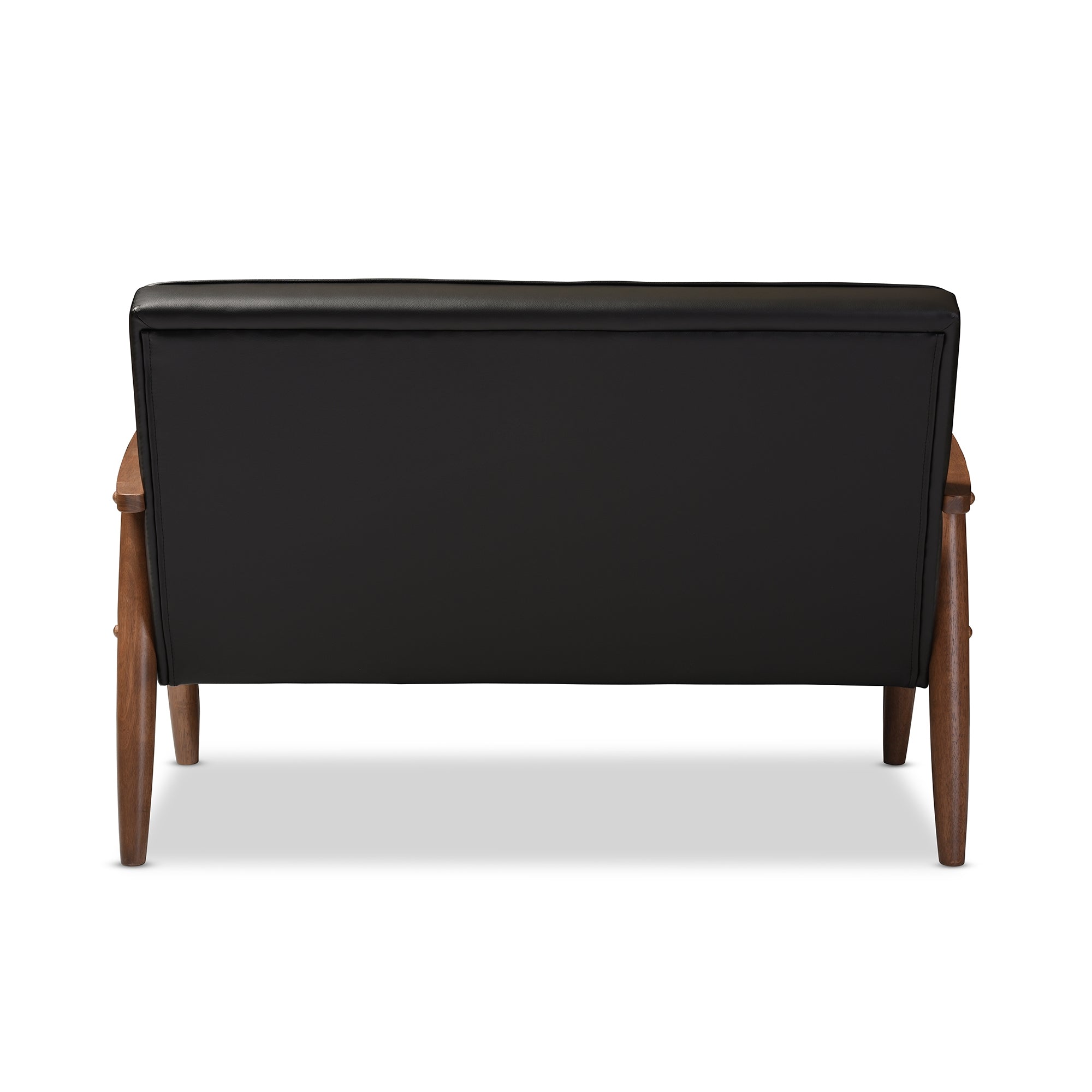 Baxton Studio Sorrento Mid-century Retro Modern Black Faux Leather Upholstered Wooden 2-seater Loveseat