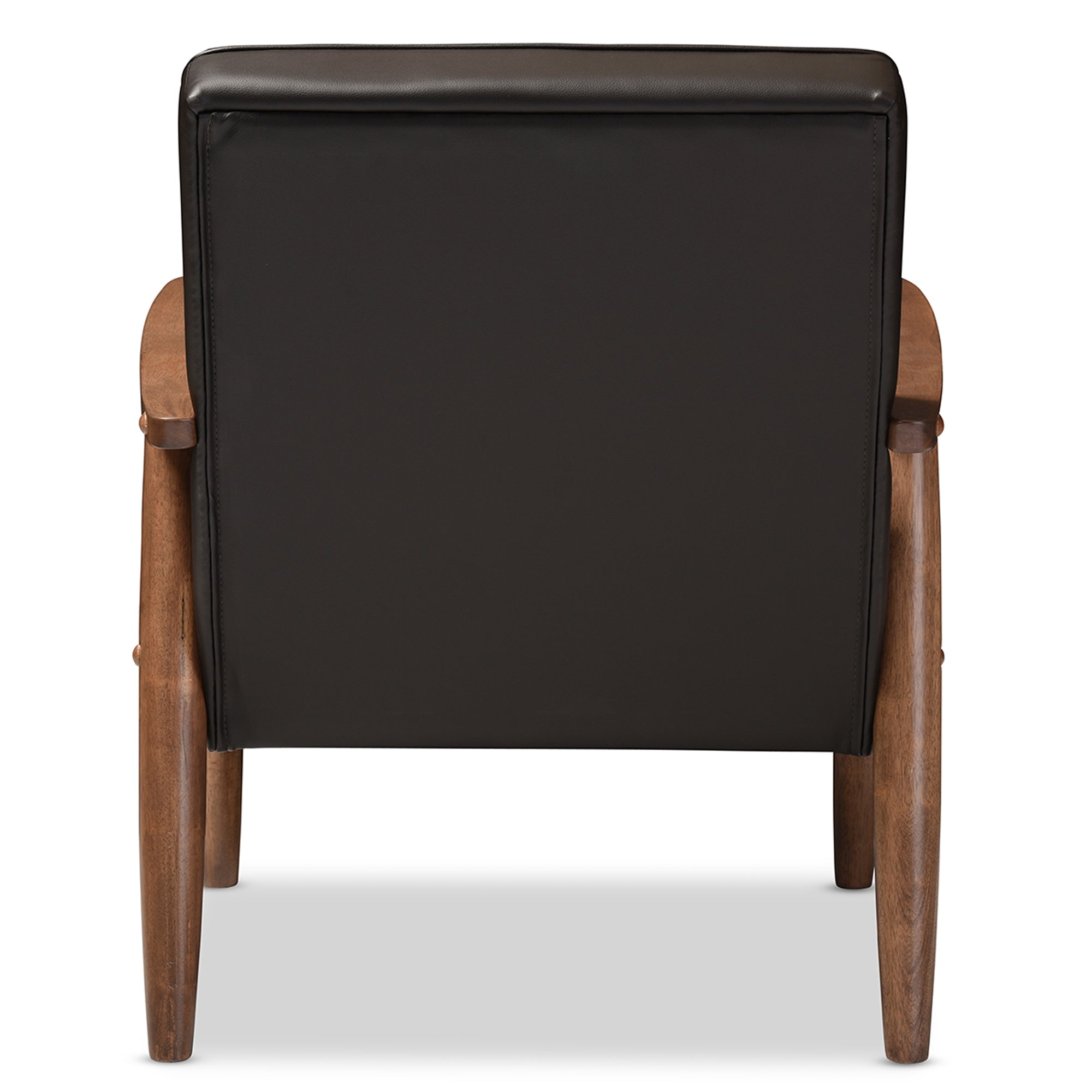 Baxton Studio Sorrento Mid-century Retro Modern Brown Faux Leather Upholstered Wooden Lounge Chair