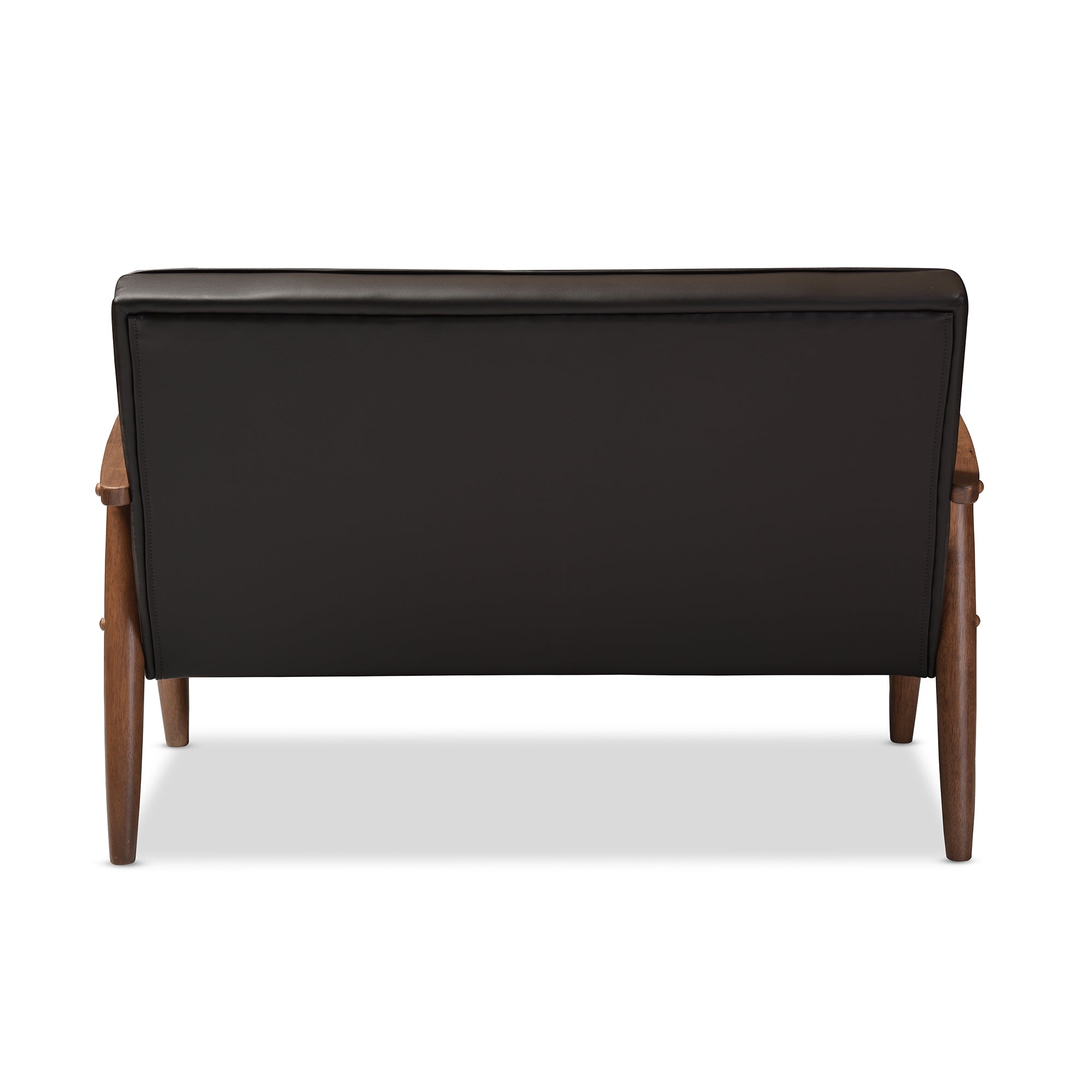 Baxton Studio Sorrento Mid-century Retro Modern Brown Faux Leather Upholstered Wooden 2-seater Loveseat