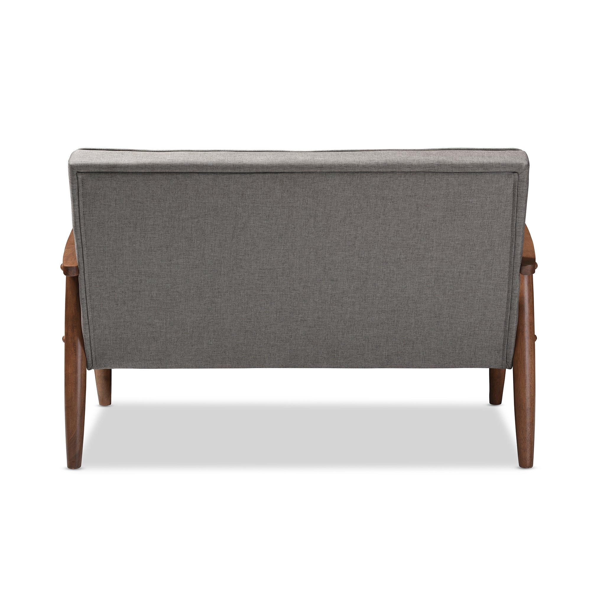 Baxton Studio Sorrento Mid-century Retro Modern Grey Fabric Upholstered Wooden 2-seater Loveseat