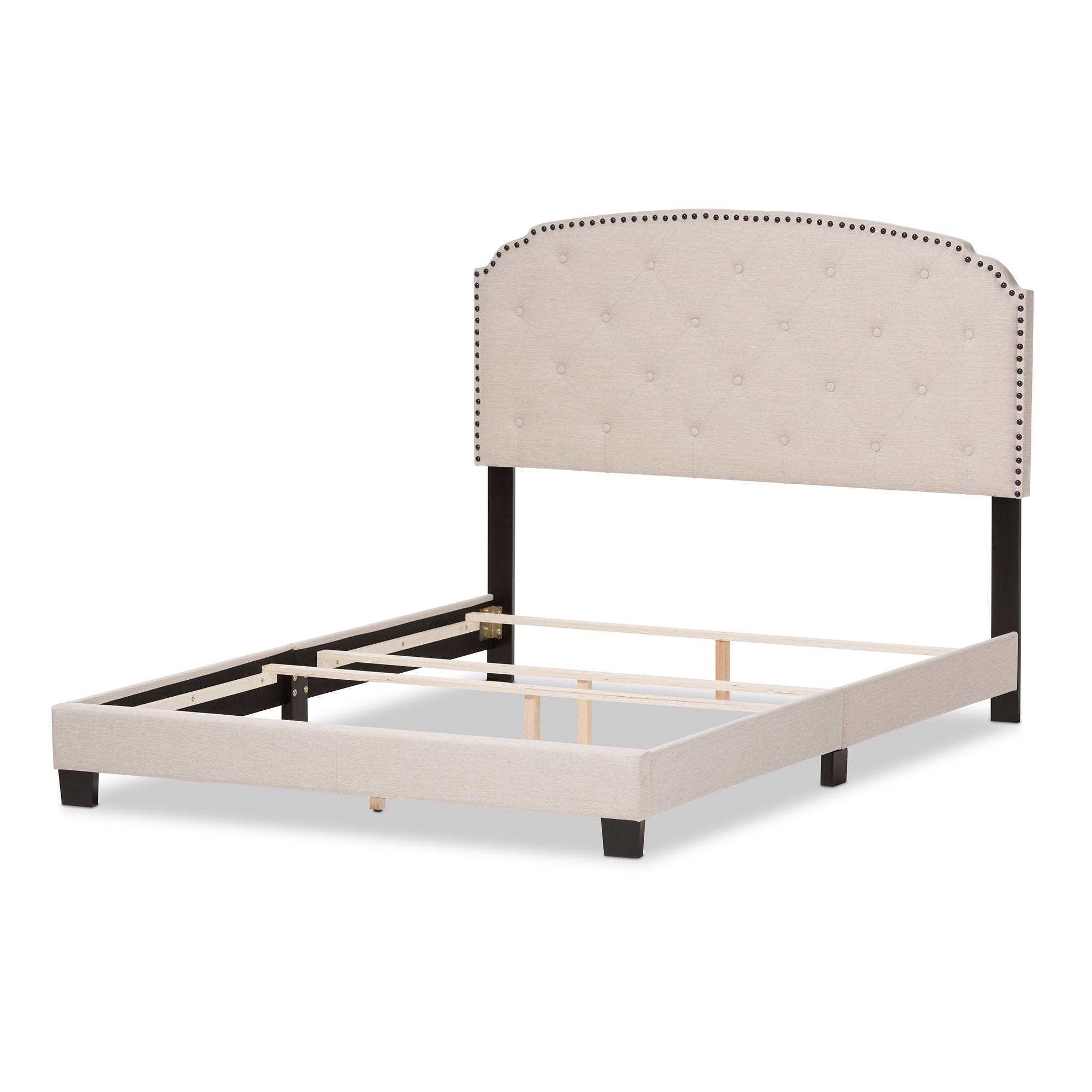 Baxton Studio Lexi Modern and Contemporary Light Beige Fabric Upholstered King Size Bed