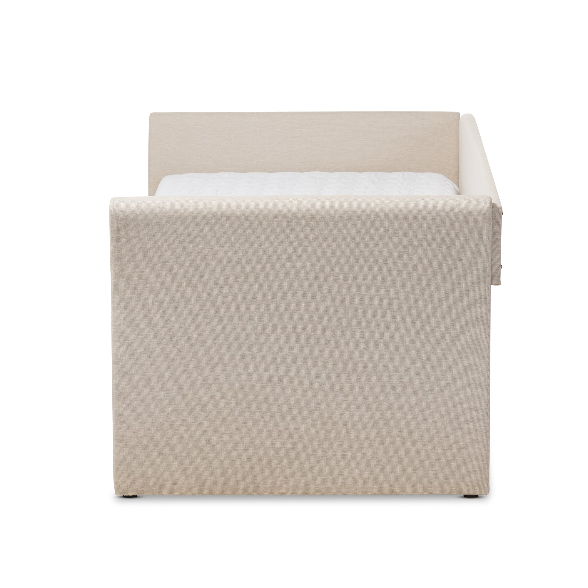 Baxton Studio Camino Modern and Contemporary Beige Fabric Upholstered Daybed with Guest Trundle Bed