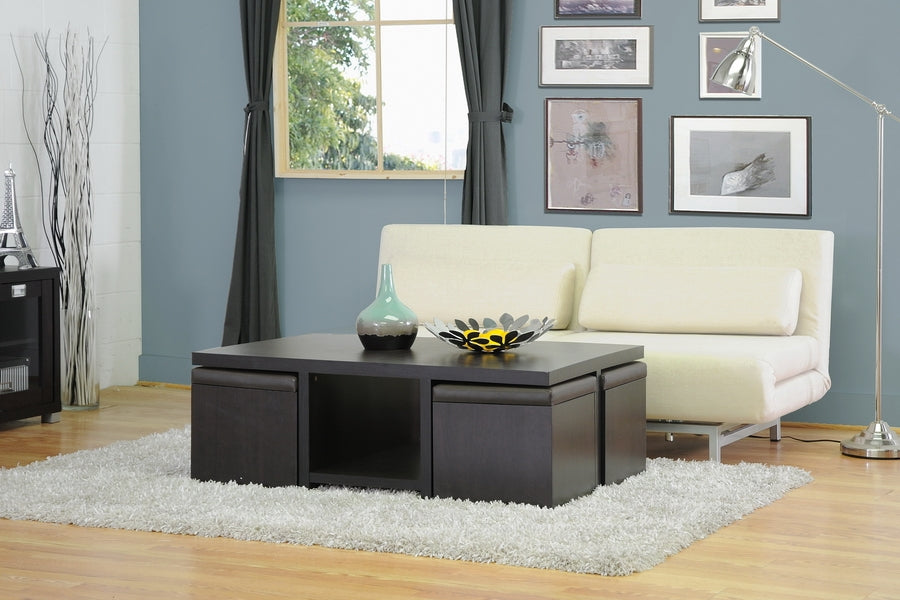 Baxton Studio Prescott Modern Table and Stool Set with Hidden Storage