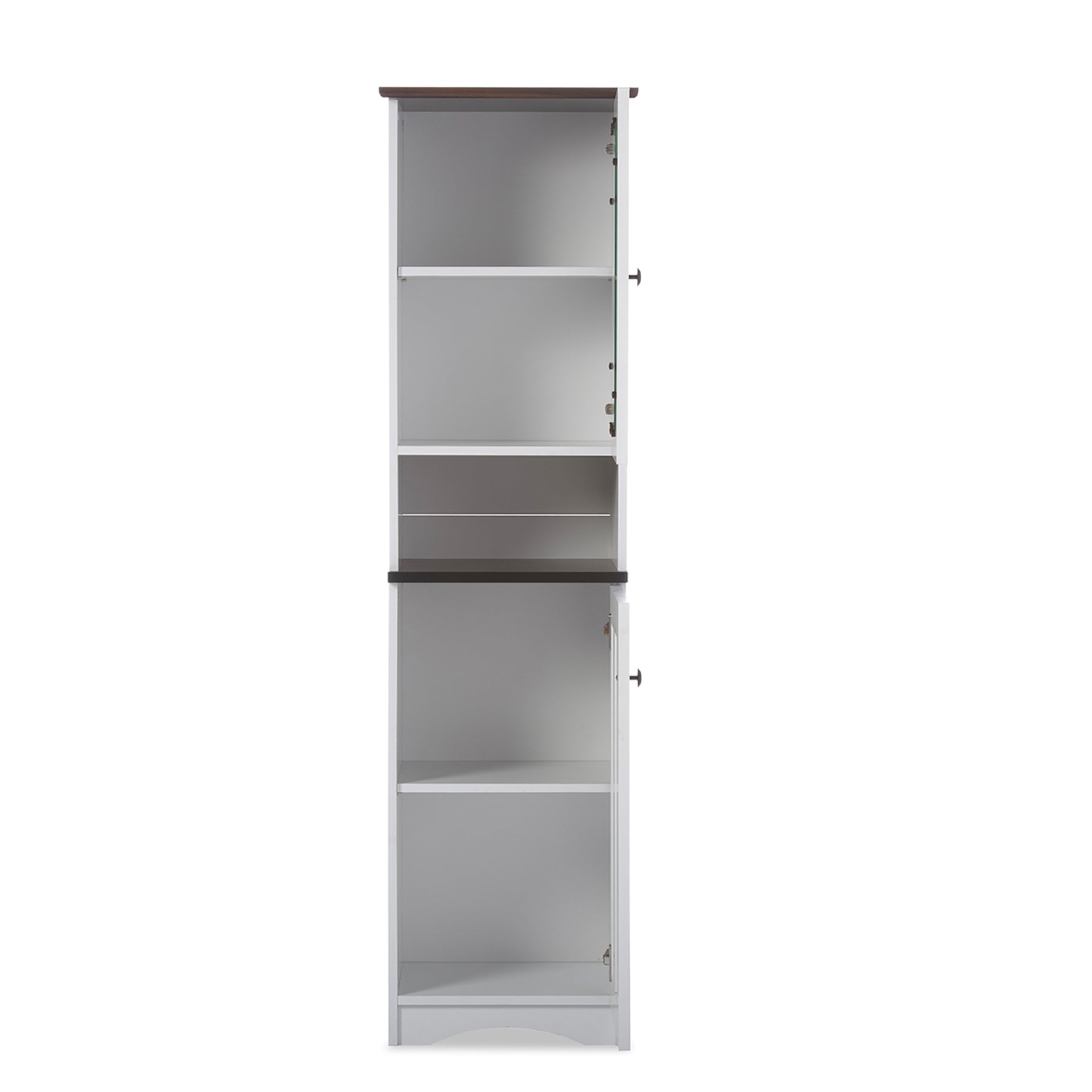 Baxton Studio Lauren Modern and Contemporary Two-tone White and Dark Brown Buffet and Hutch Kitchen Cabinet