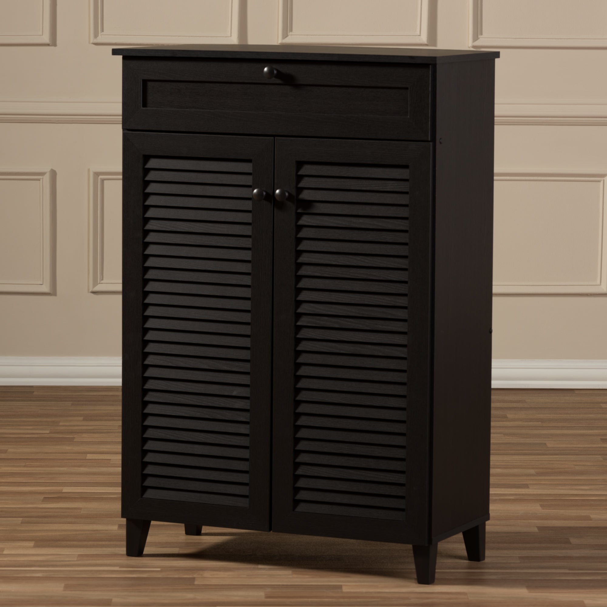 Baxton Studio Harding Espresso Shoe-Storage Cabinet