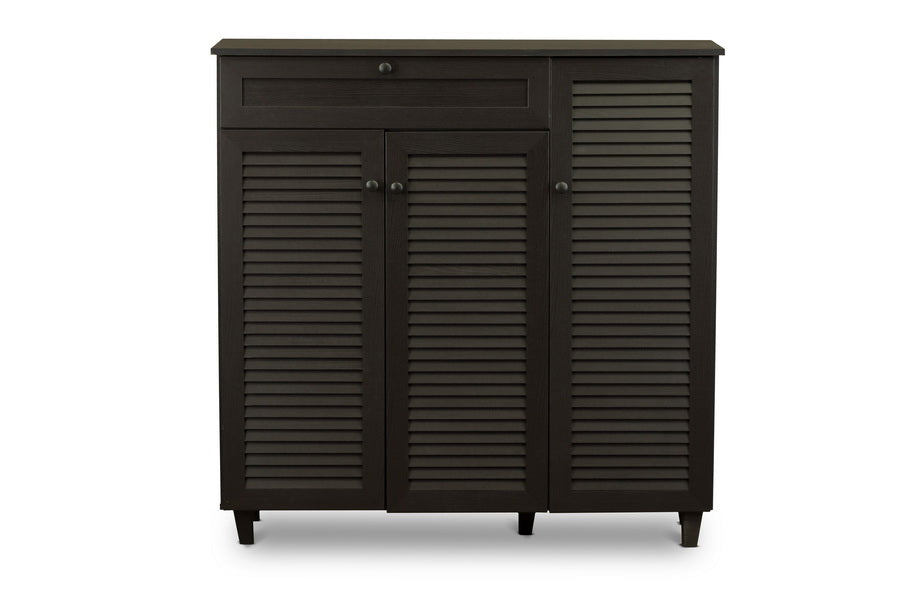 Baxton Studio Pocillo Wood Shoe Storage Cabinet