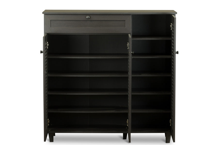 Baxton Studio Pocillo Wood Shoe Storage Cabinet