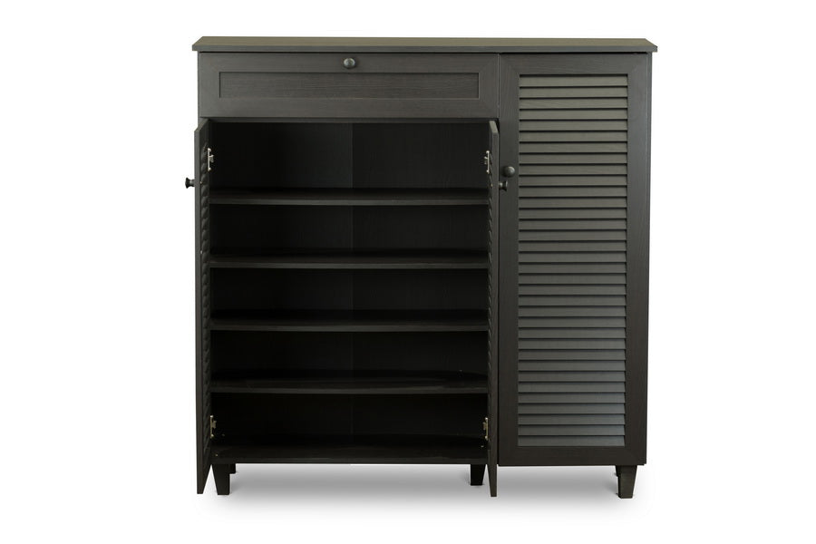 Baxton Studio Pocillo Wood Shoe Storage Cabinet
