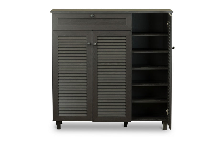 Baxton Studio Pocillo Wood Shoe Storage Cabinet