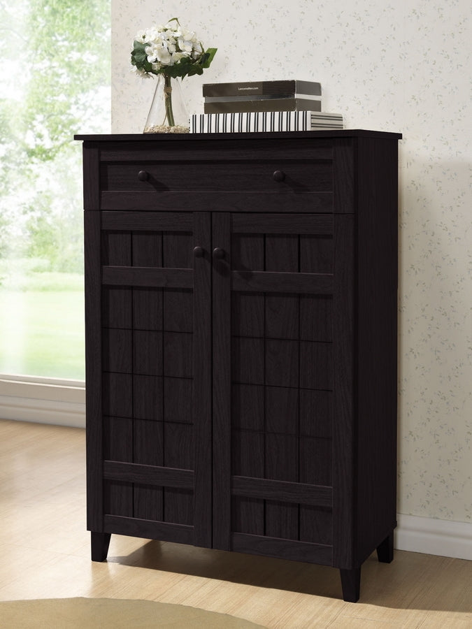 Glidden Dark Brown Wood Modern Shoe Cabinet (Tall)