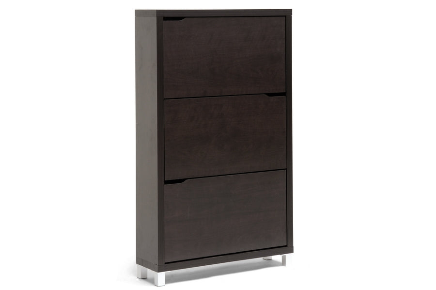 Simms Dark Brown Modern Shoe Cabinet