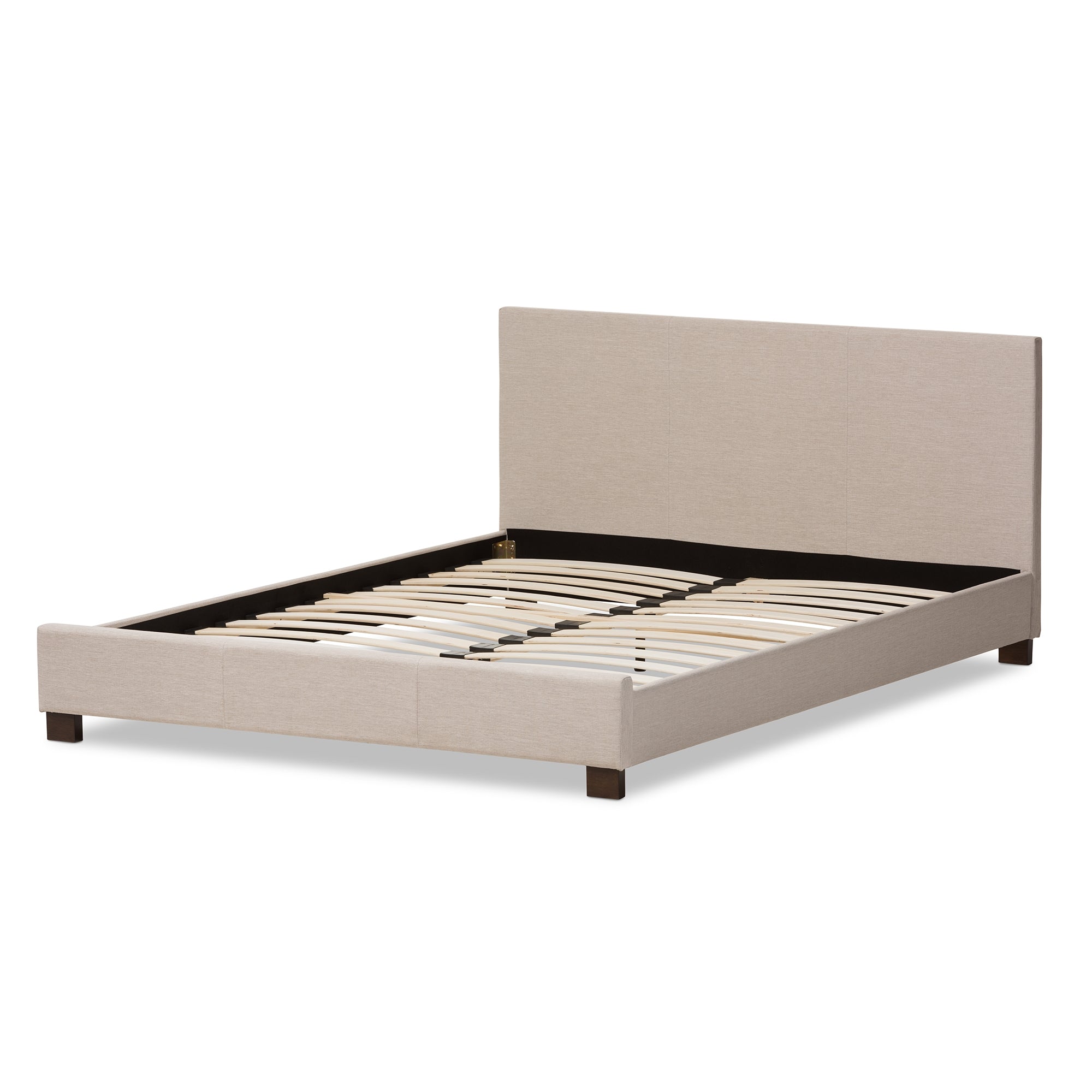 Baxton Studio Elizabeth Modern and Contemporary Beige Fabric Upholstered Panel-Stitched Queen Size Platform Bed