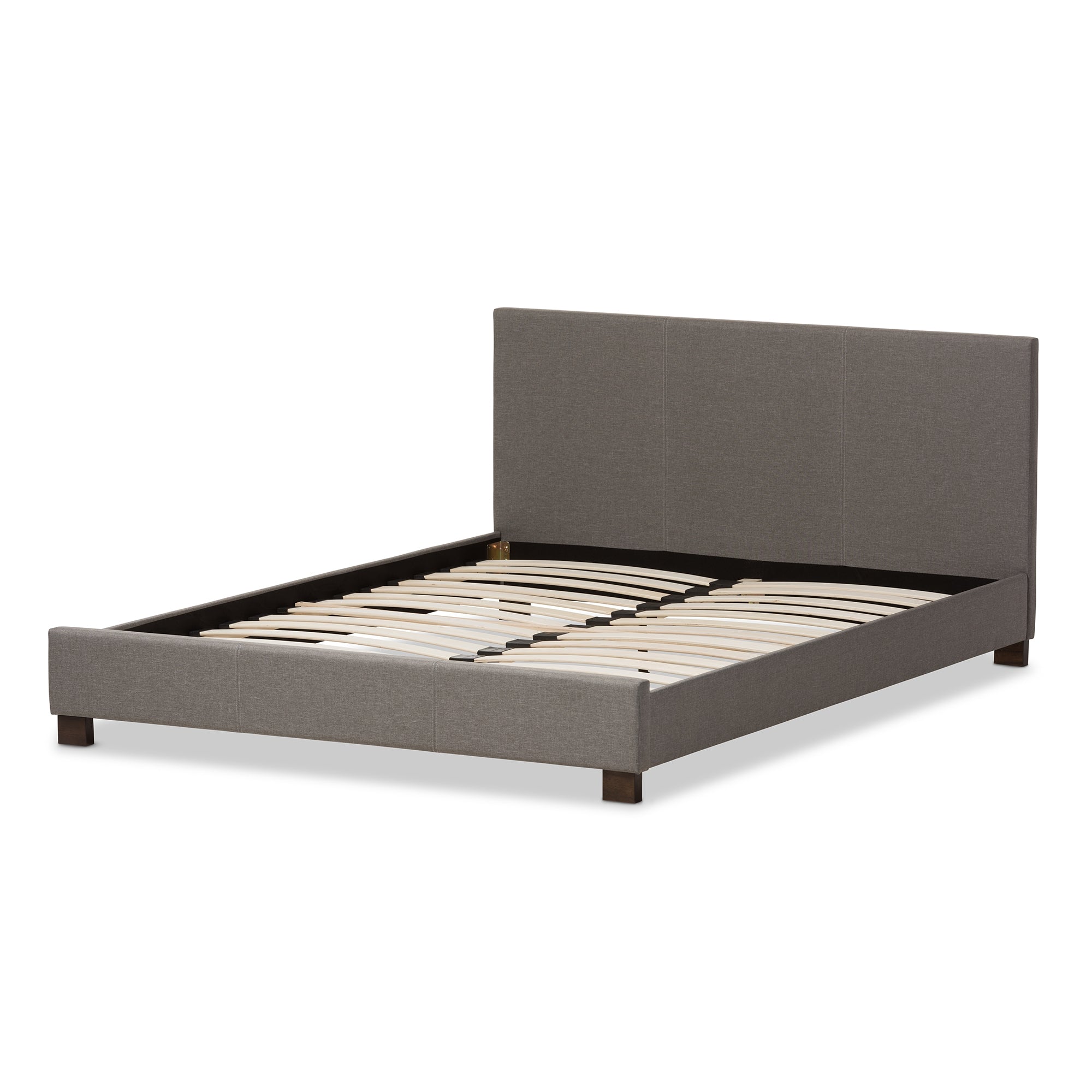 Baxton Studio Elizabeth Modern and Contemporary Grey Fabric Upholstered Panel-Stitched Queen Size Platform Bed