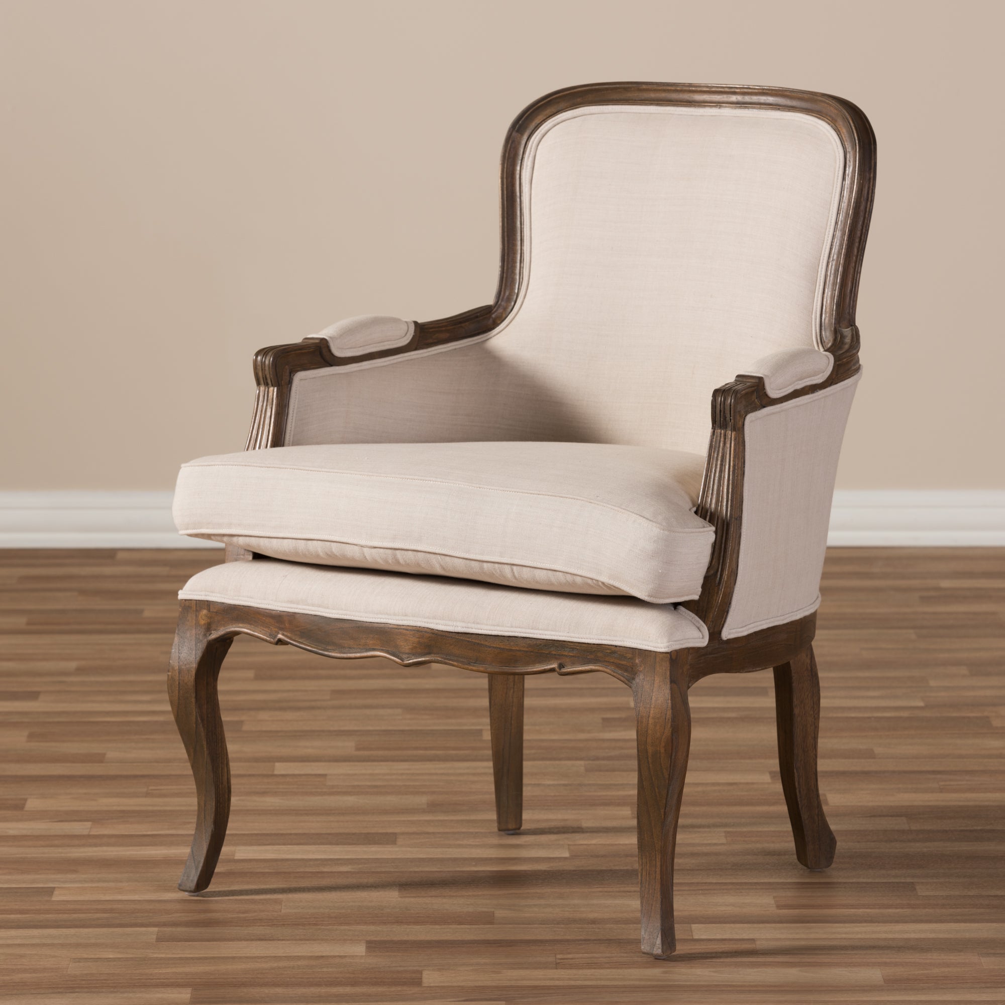 Baxton Studio Napoleon Traditional French Accent Chair-Ash