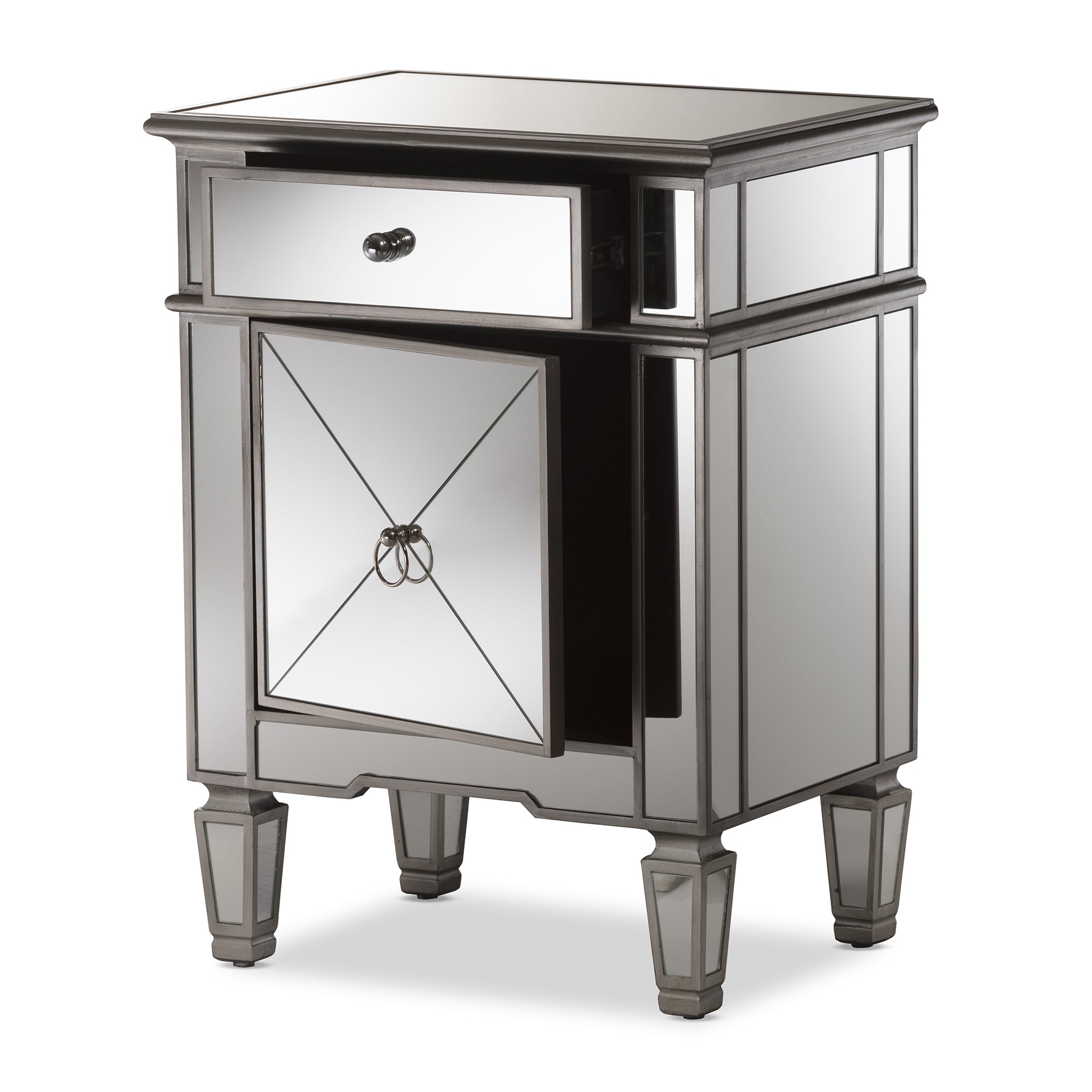 Baxton Studio Claudia Hollywood Regency Glamour Style Mirrored End Table