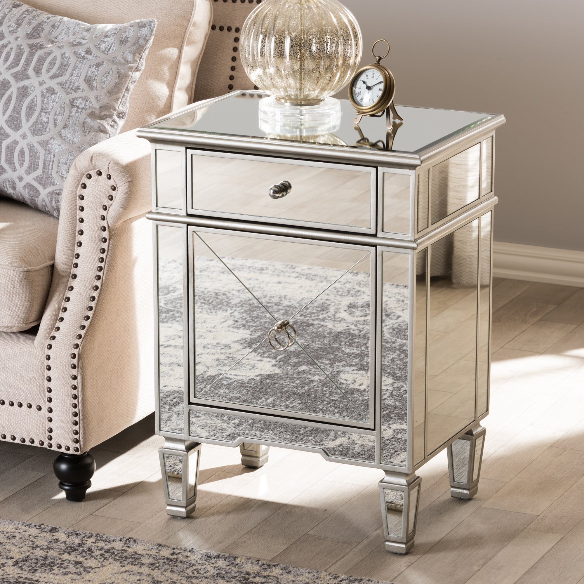Baxton Studio Claudia Hollywood Regency Glamour Style Mirrored End Table