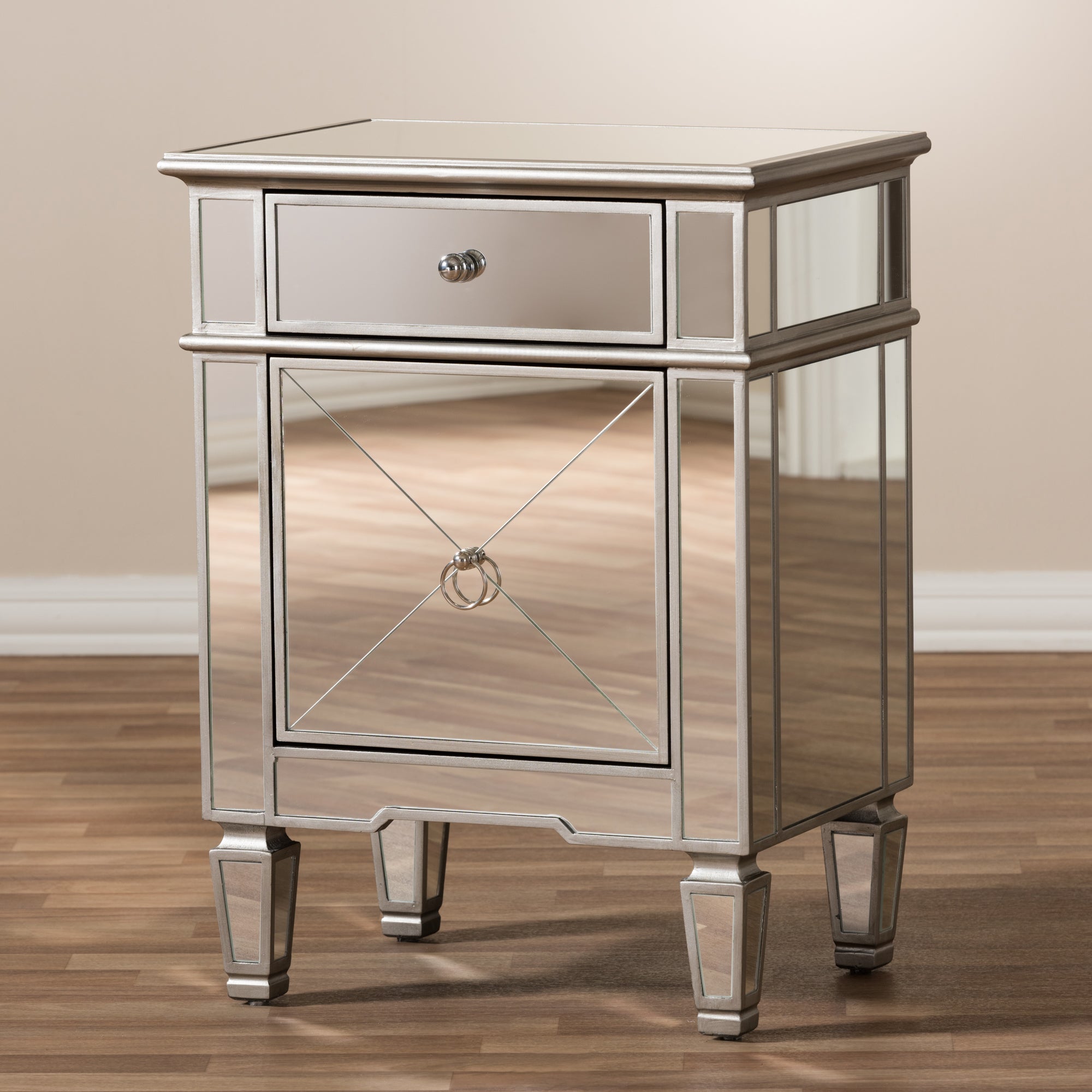 Baxton Studio Claudia Hollywood Regency Glamour Style Mirrored End Table