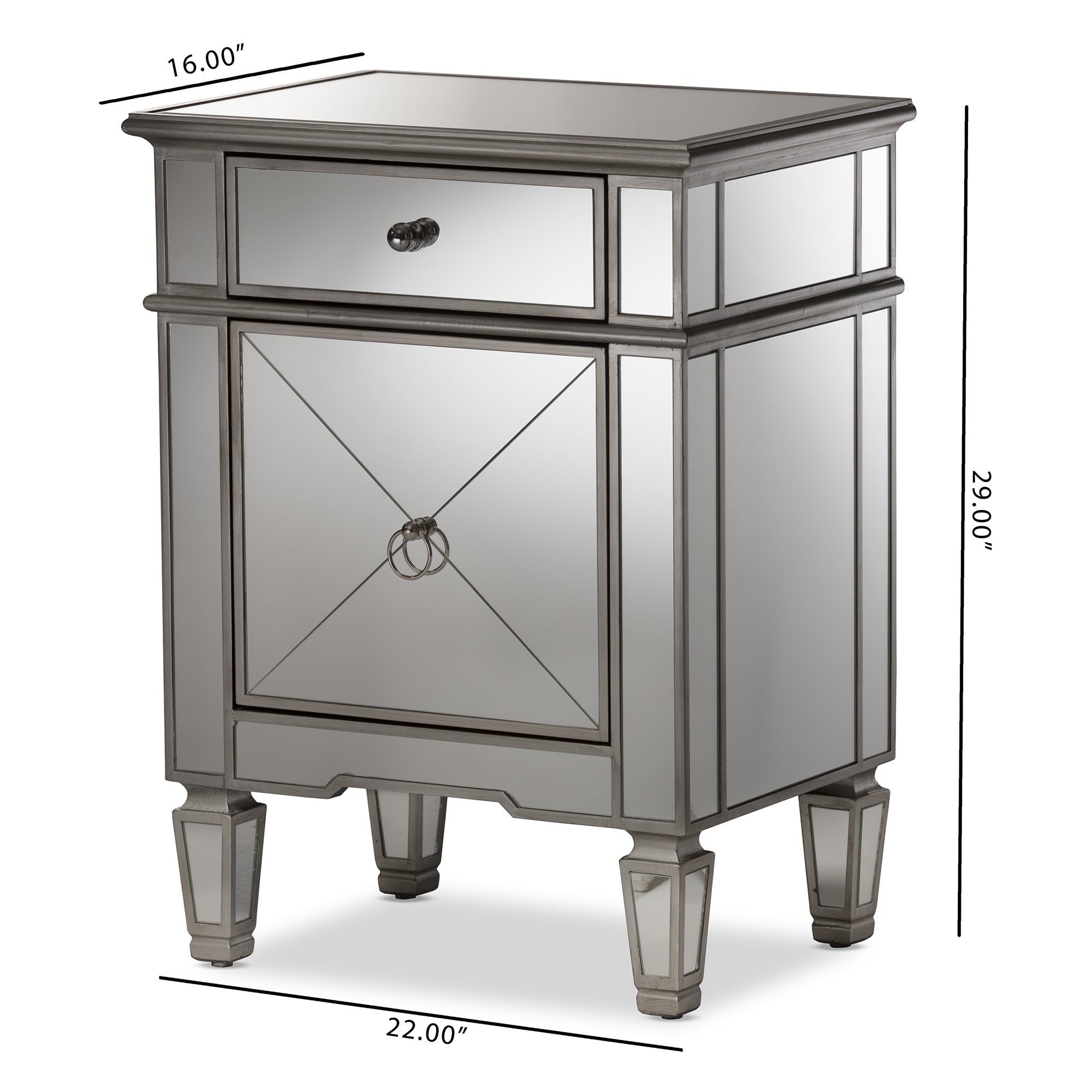 Baxton Studio Claudia Hollywood Regency Glamour Style Mirrored End Table
