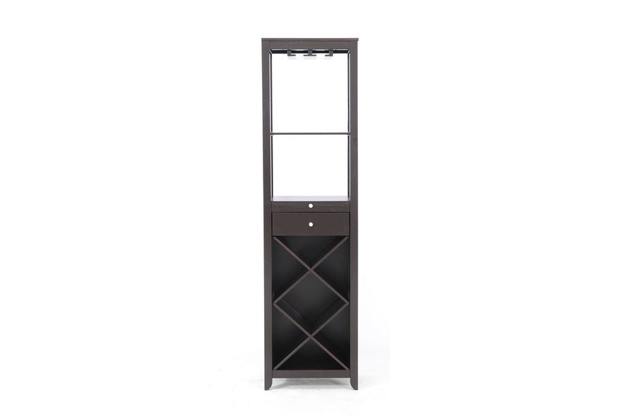 Baxton Studio Austin Brown Wood Modern Wine Tower
