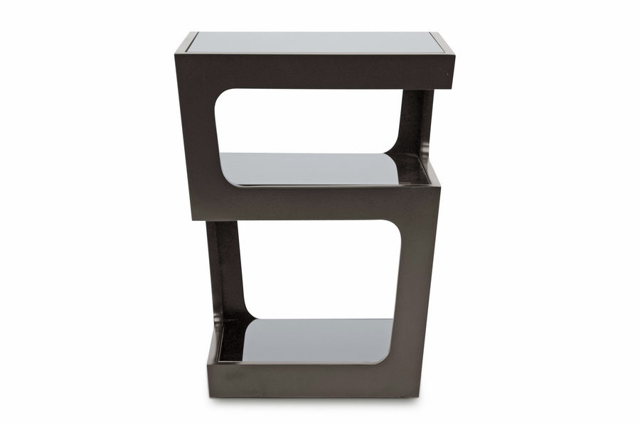 Baxton Studio Clara Black Modern End Table with 3-Tiered Glass Shelves