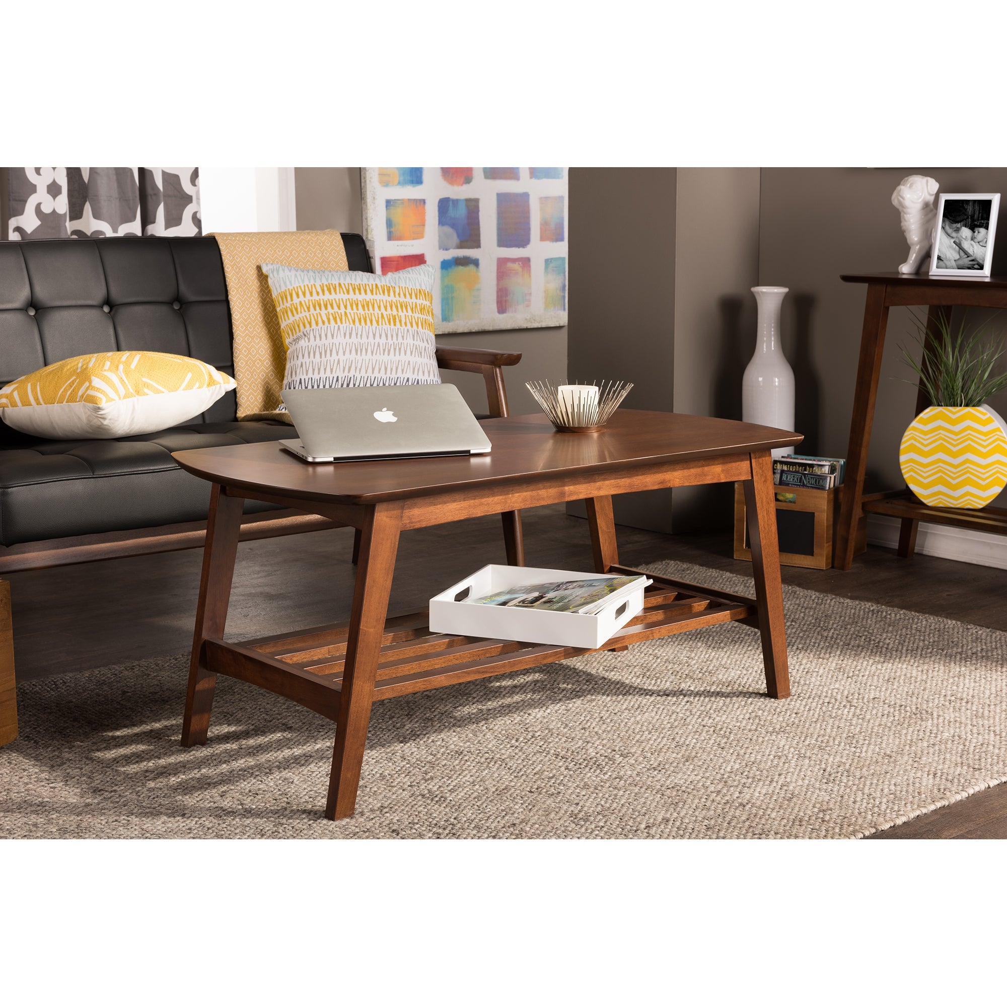 Baxton Studio Sacramento Mid-century Modern Scandinavian Style Dark Walnut Coffee Table