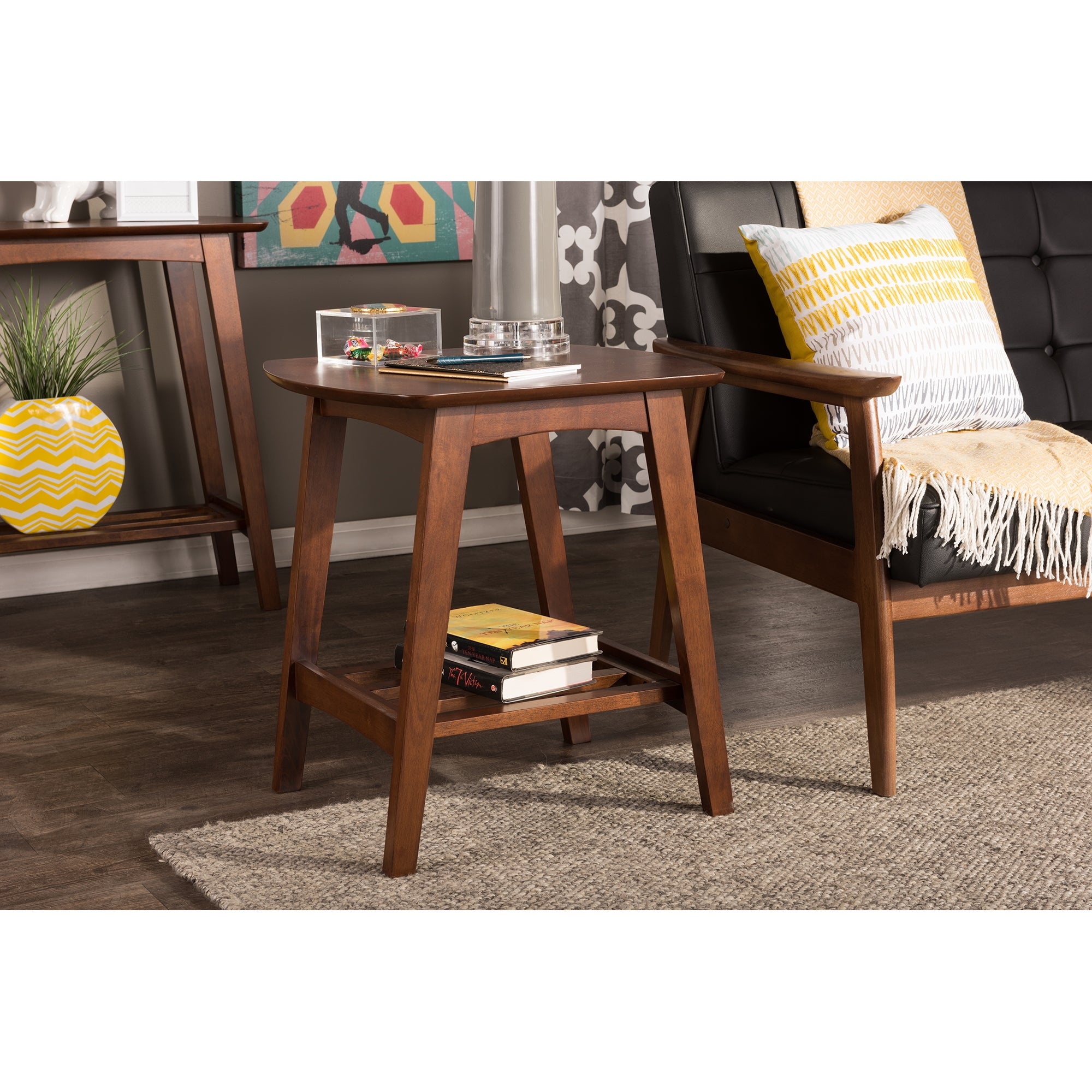 Baxton Studio Sacramento Mid-century Modern Scandinavian Style Dark Walnut End Table