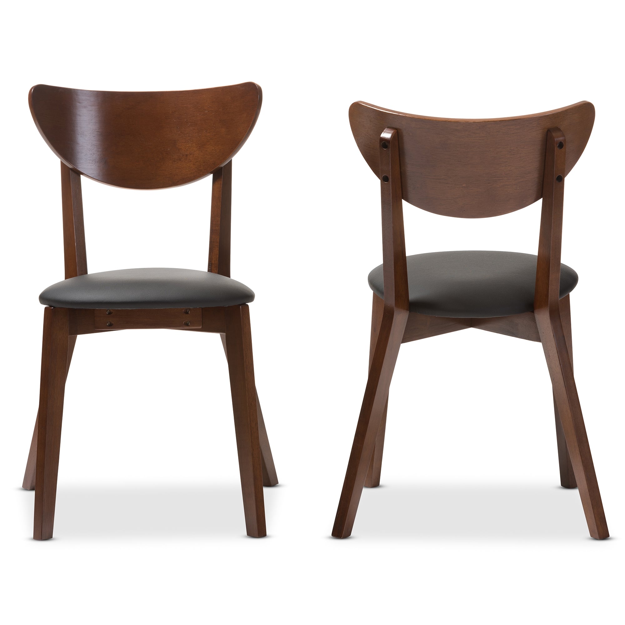 Baxton Studio Sumner Mid-Century Walnut Brown Dining Chair (Set of 2)