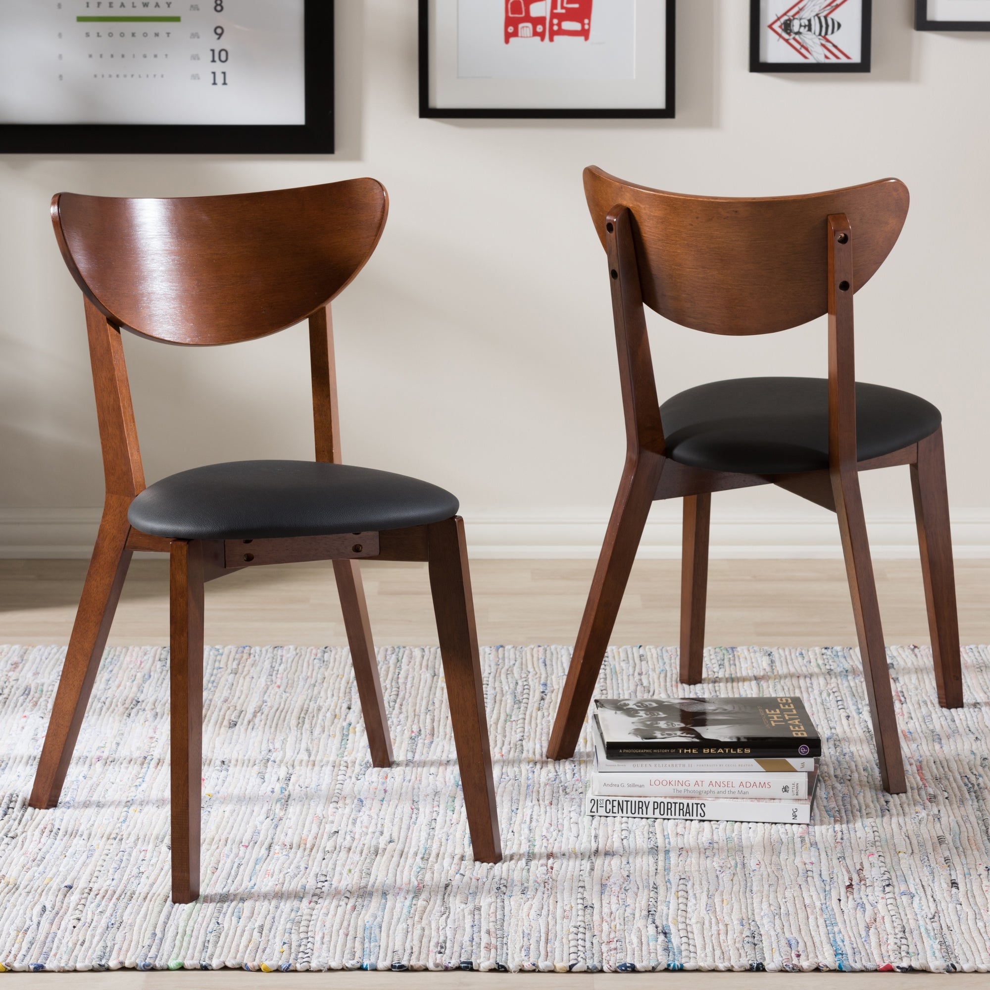 Baxton Studio Sumner Mid-Century Walnut Brown Dining Chair (Set of 2)