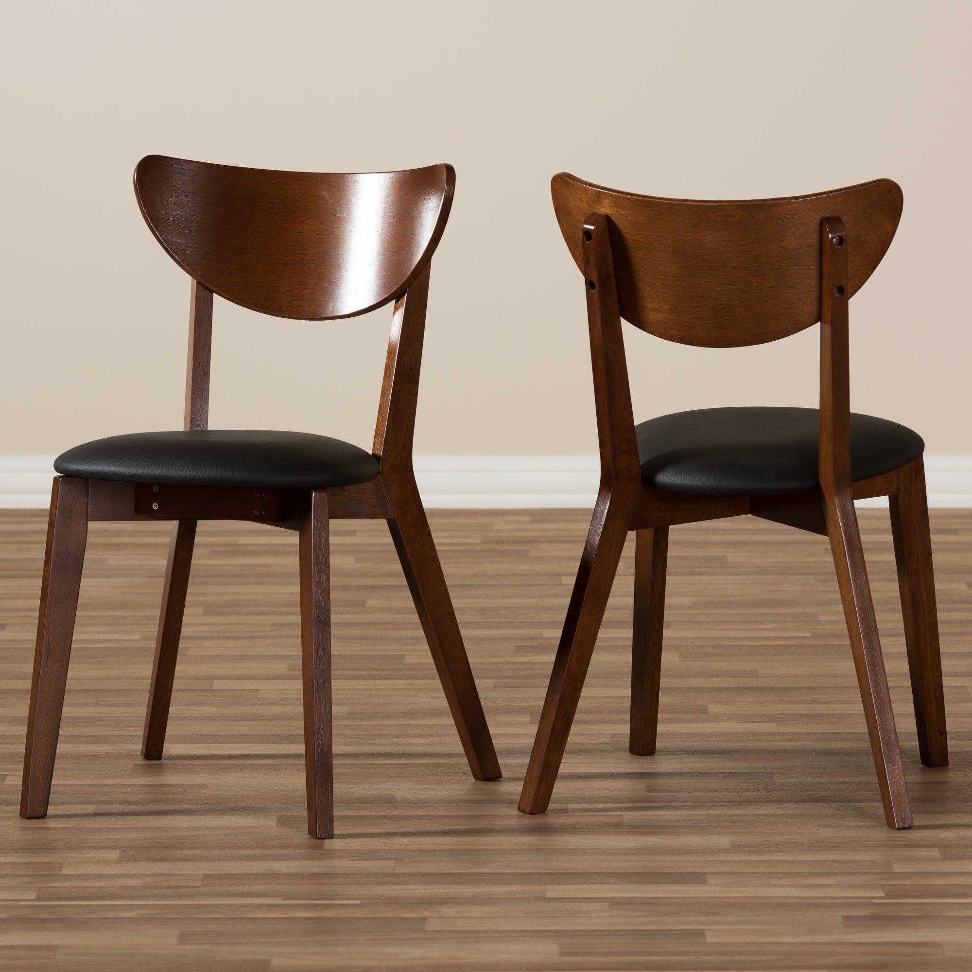 Baxton Studio Sumner Mid-Century Walnut Brown Dining Chair (Set of 2)