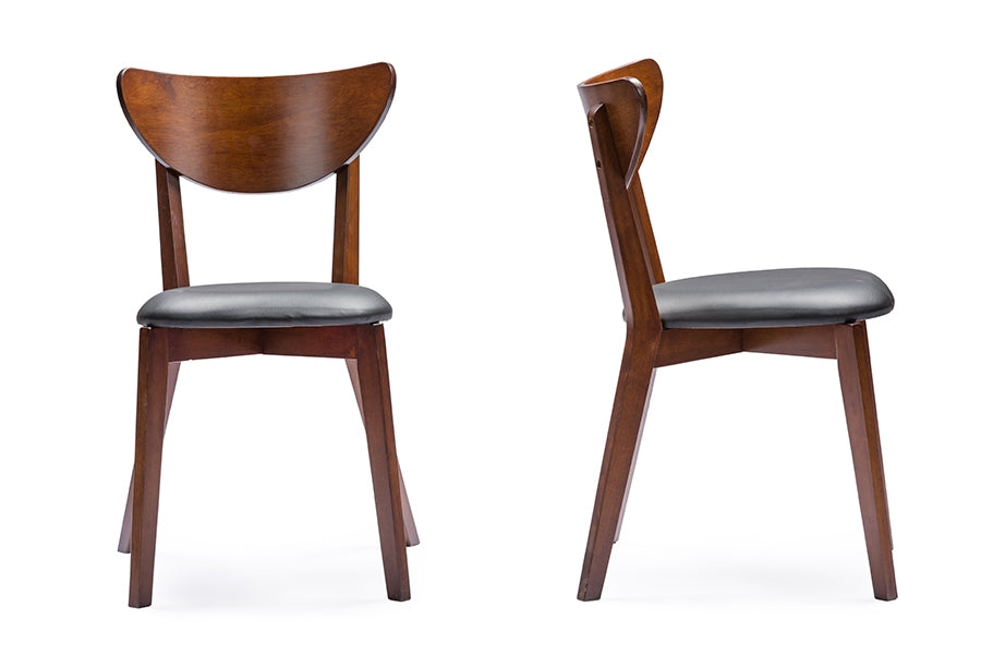 Baxton Studio Sumner Mid-Century Style "Walnut" Brown  5-Piece Dining SetOne (1) Dining Table, Four (4) Dining Chairs