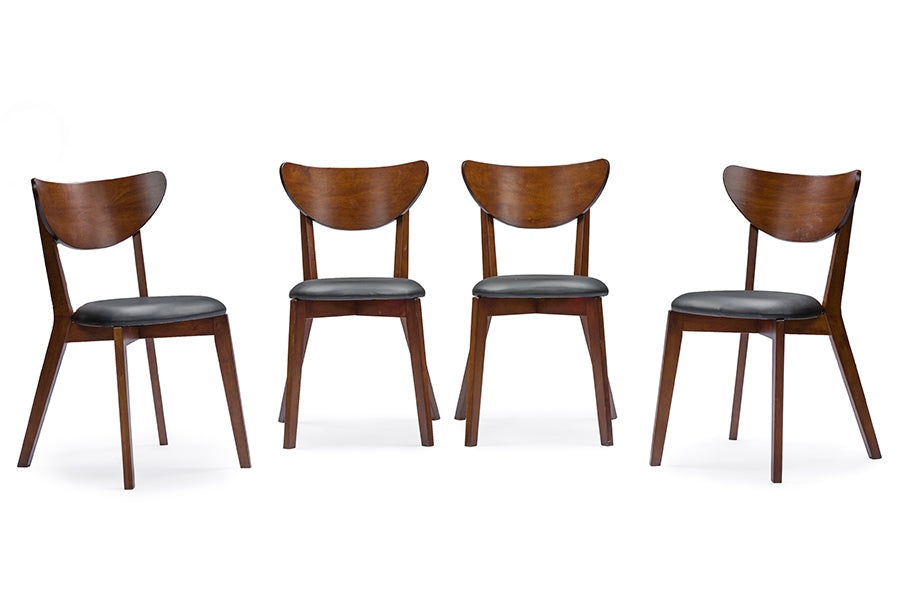 Baxton Studio Sumner Mid-Century Style "Walnut" Brown  5-Piece Dining SetOne (1) Dining Table, Four (4) Dining Chairs