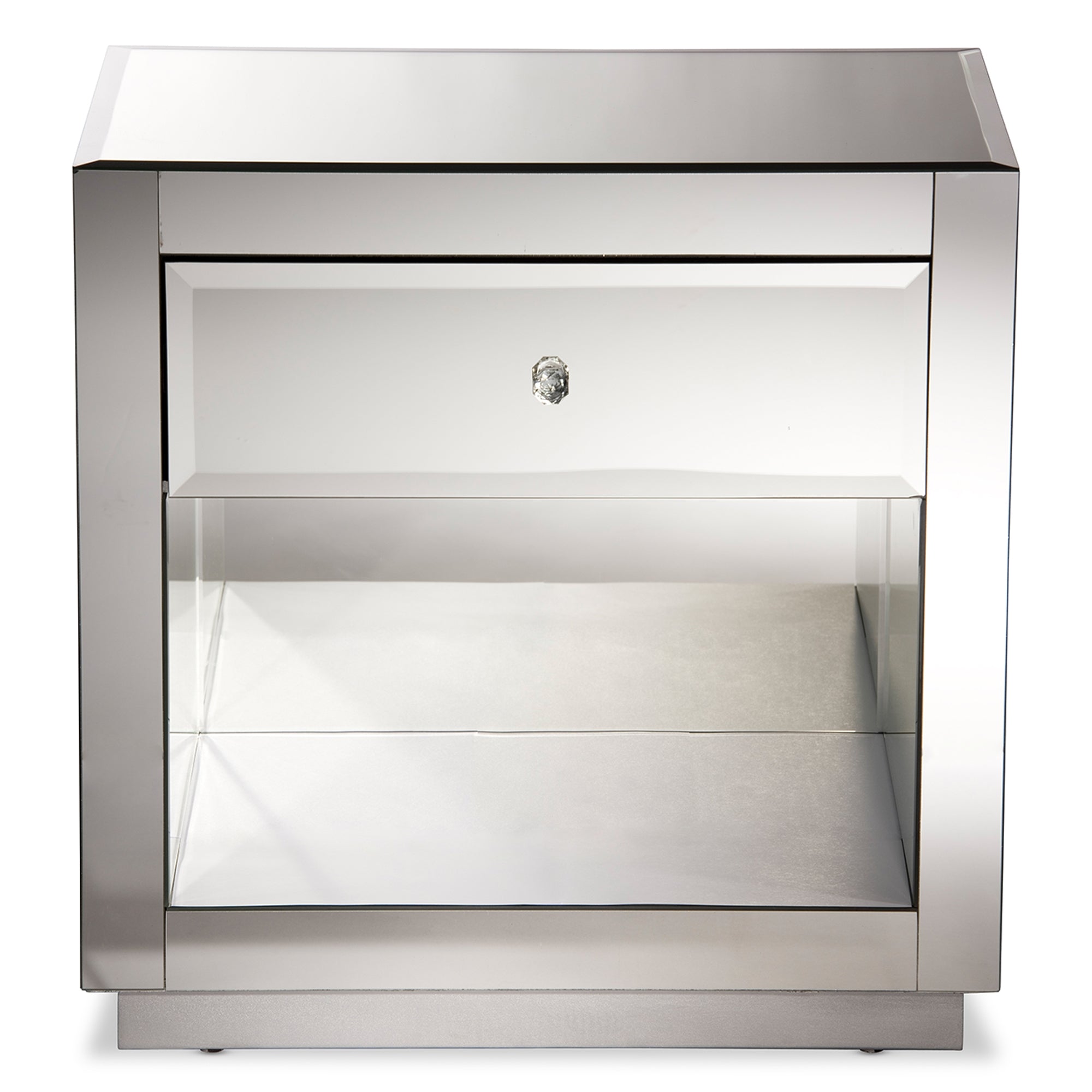 Baxton Studio Rochadh Modern and Contemporary Hollywood Glamour Style 1-drawer and 1-shelf End Table
