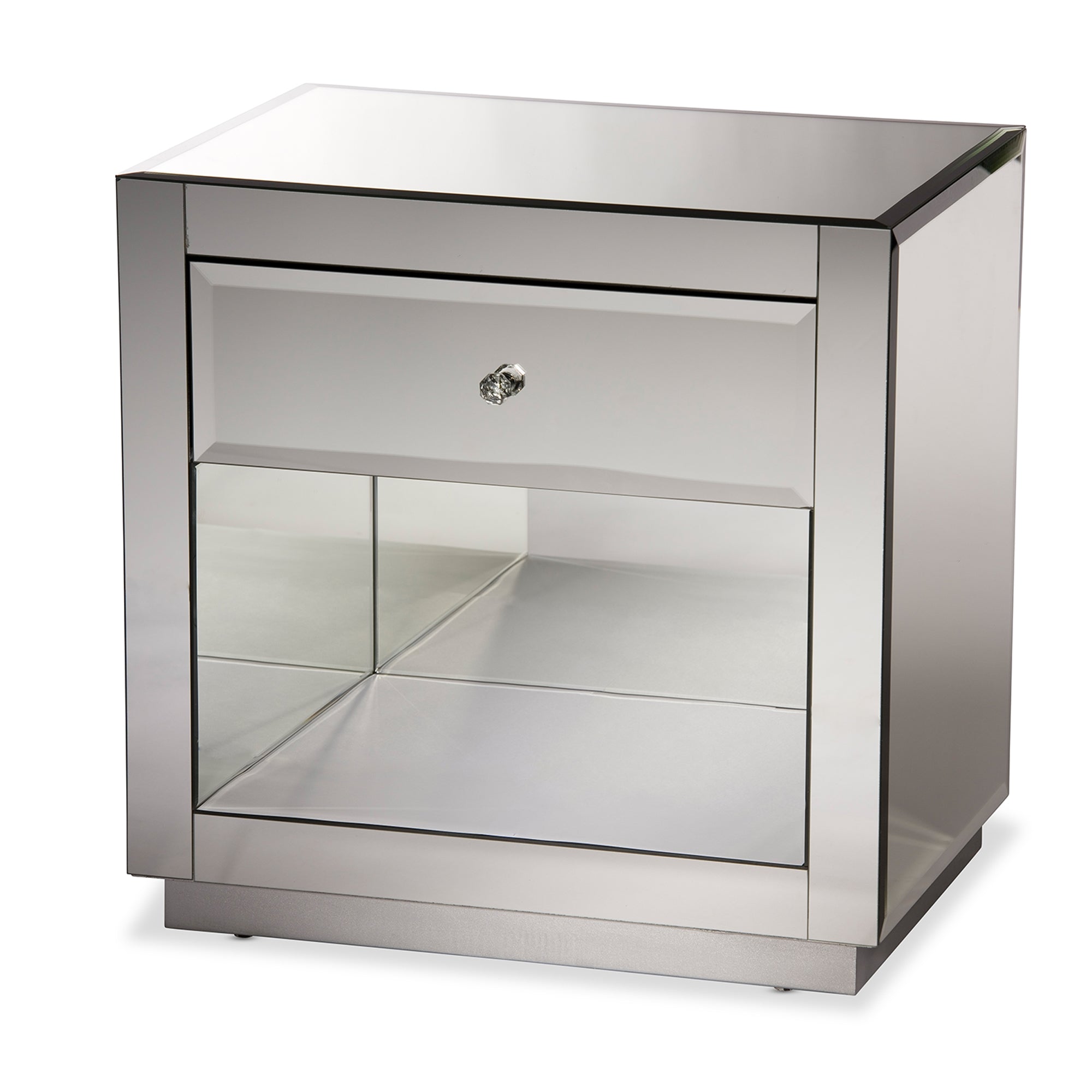 Baxton Studio Rochadh Modern and Contemporary Hollywood Glamour Style 1-drawer and 1-shelf End Table
