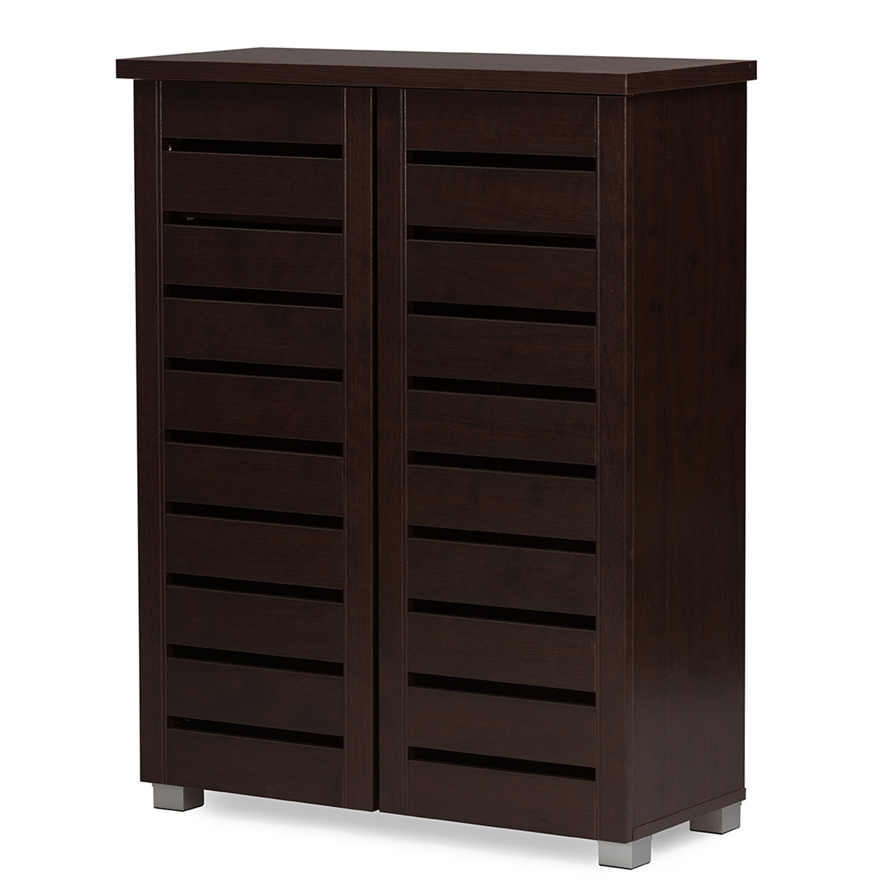 Baxton Studio Adalwin Modern and Contemporary 2-Door Dark Brown Wooden Entryway Shoes Storage Cabinet