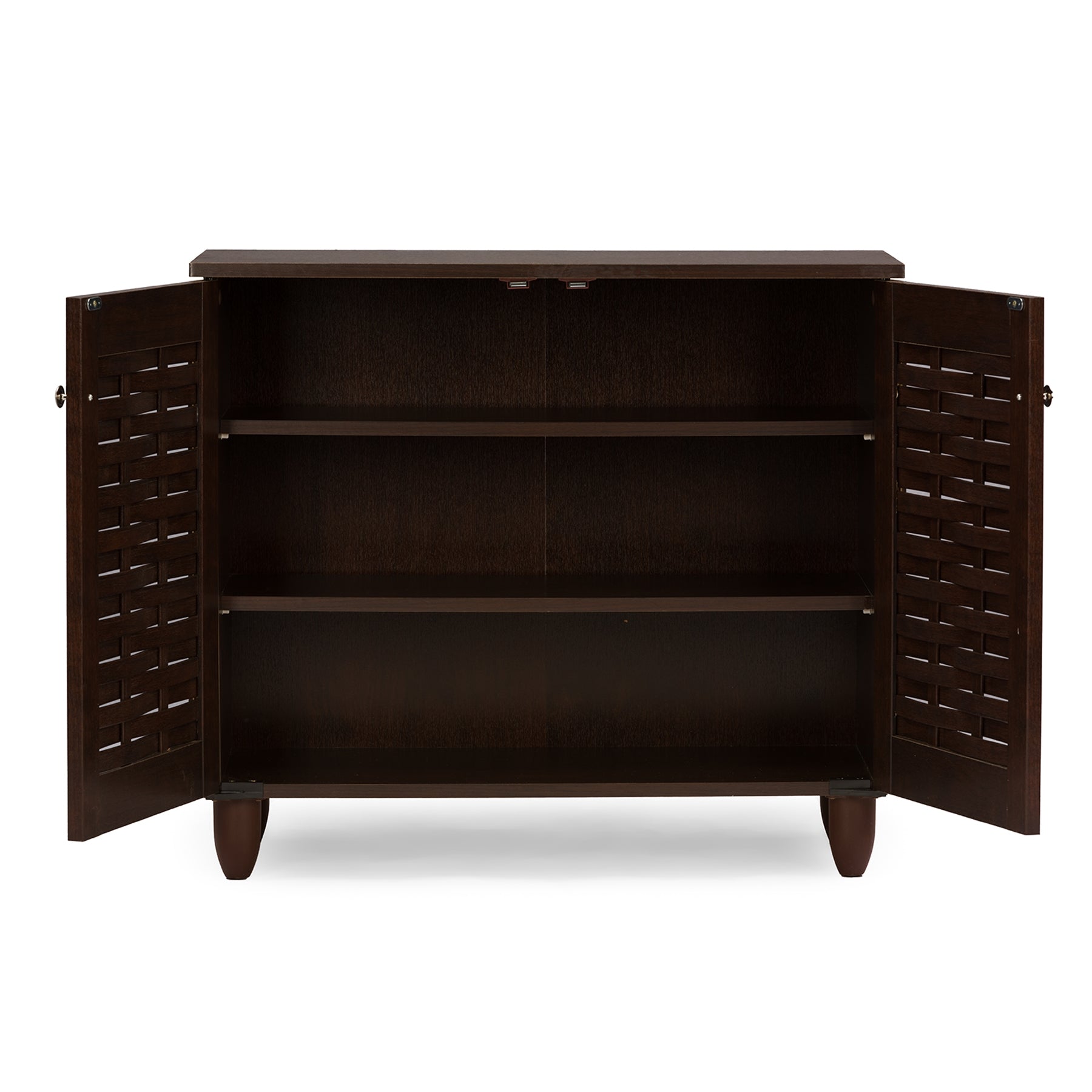 Baxton Studio Winda Modern and Contemporary 2-Door Dark Brown Wooden Entryway Shoes Storage Cabinet