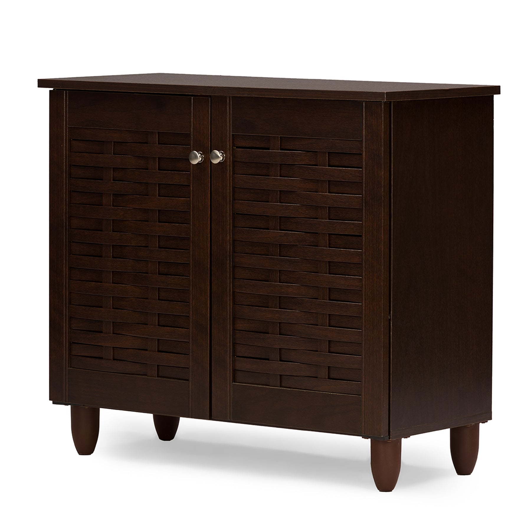 Baxton Studio Winda Modern and Contemporary 2-Door Dark Brown Wooden Entryway Shoes Storage Cabinet